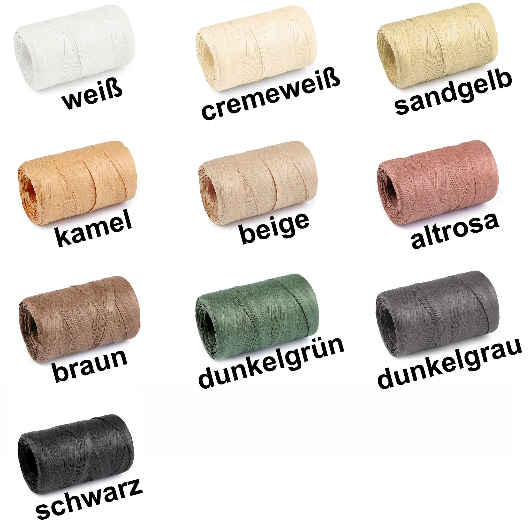 maDDma Geschenkband Raffia Papierschnur unifarben 80m Bastelschnur Geschenkband, dunkelgrau