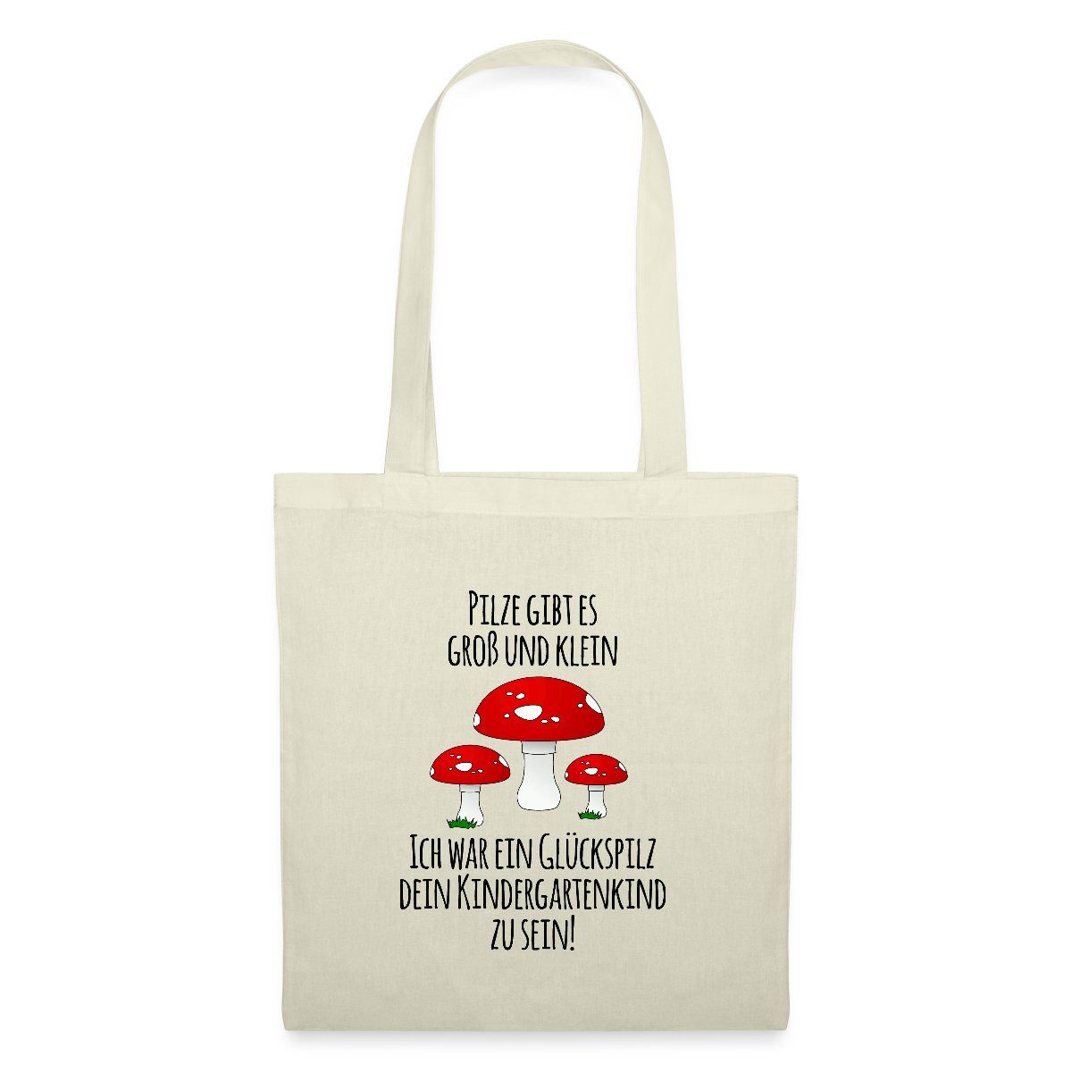 Spreadshirt Henkeltasche Kindergarten Pilz Abschied Geschenk Erzieherin Kita Abschluss Stoffbeu (1-tlg)