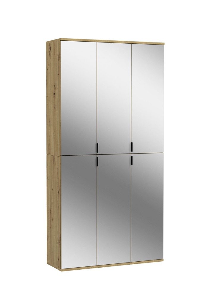 xonox.home Kleiderschrank Garderobenschrank Projekt X Artisan Eiche, Spiegeltüren, 2-teilig (2-St) Garderoben-Set, Flurgarderoben Set in Eiche 2-teilig, Kompaktgarderobe