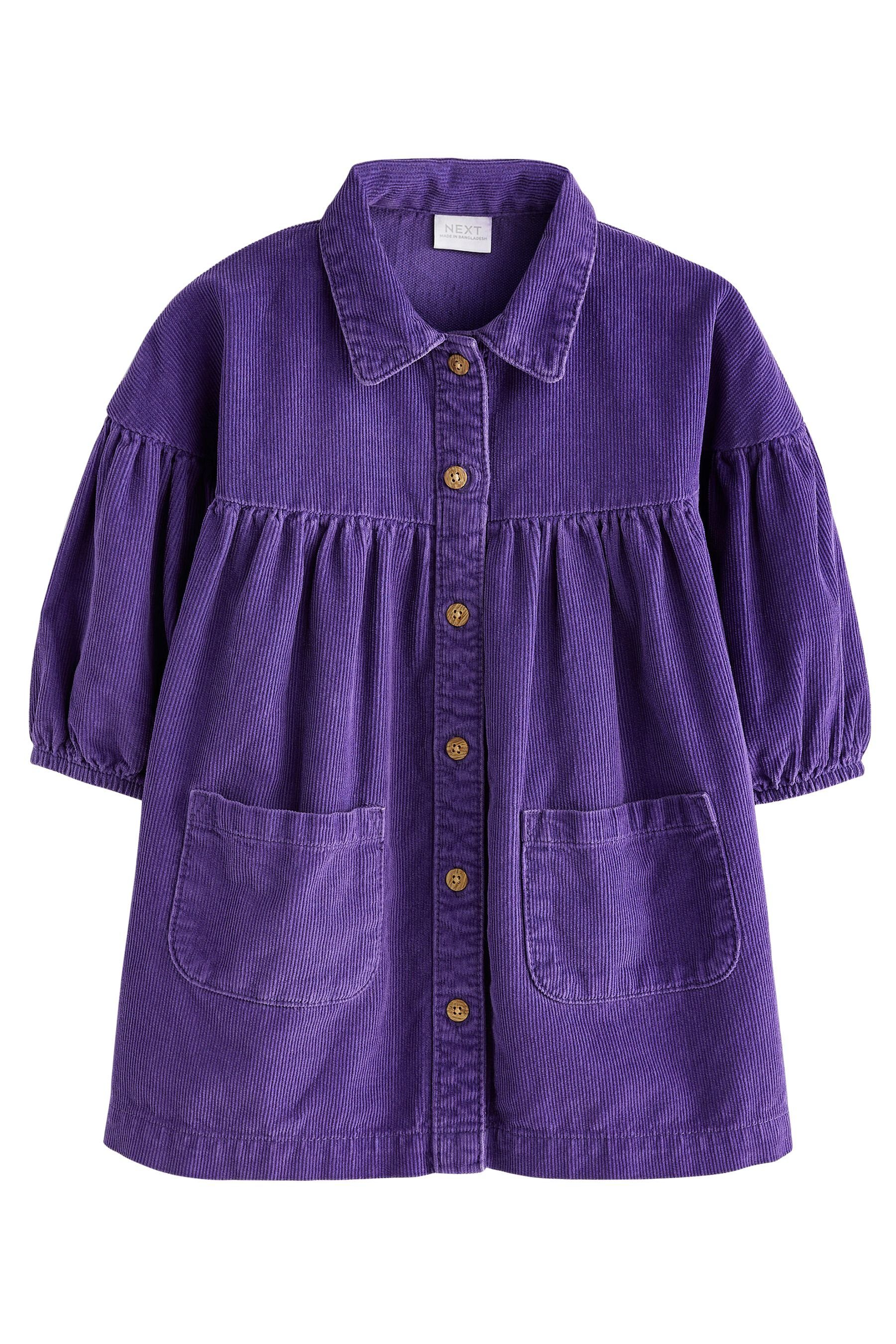 Next Blusenkleid Hemdkleid Purple Baumwolle aus (1-tlg) Corduroy