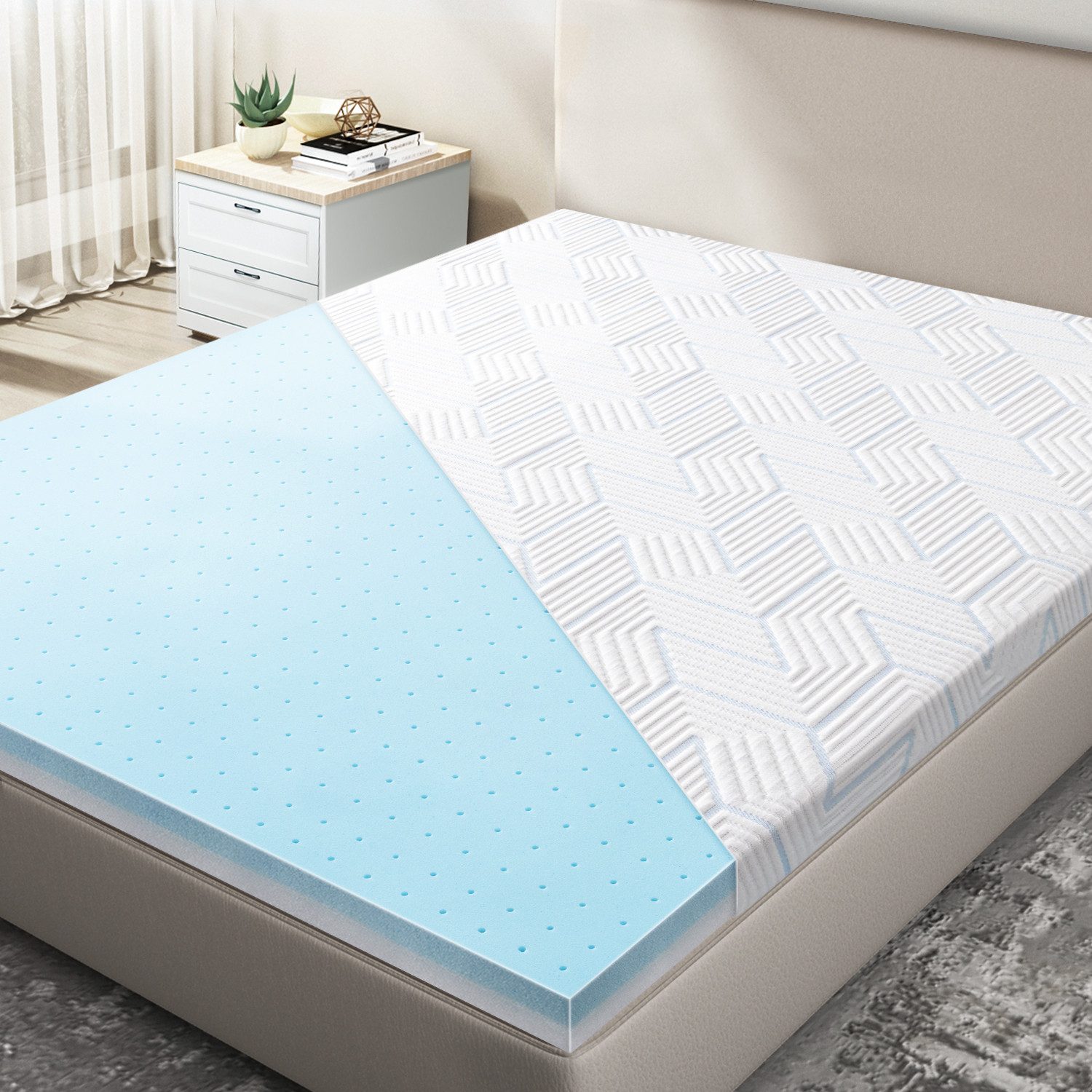 BedStory, Topper 10CM Topper Gel-Memory-und Komfortschicht für 90x200–180x200cm, 10 cm hoch