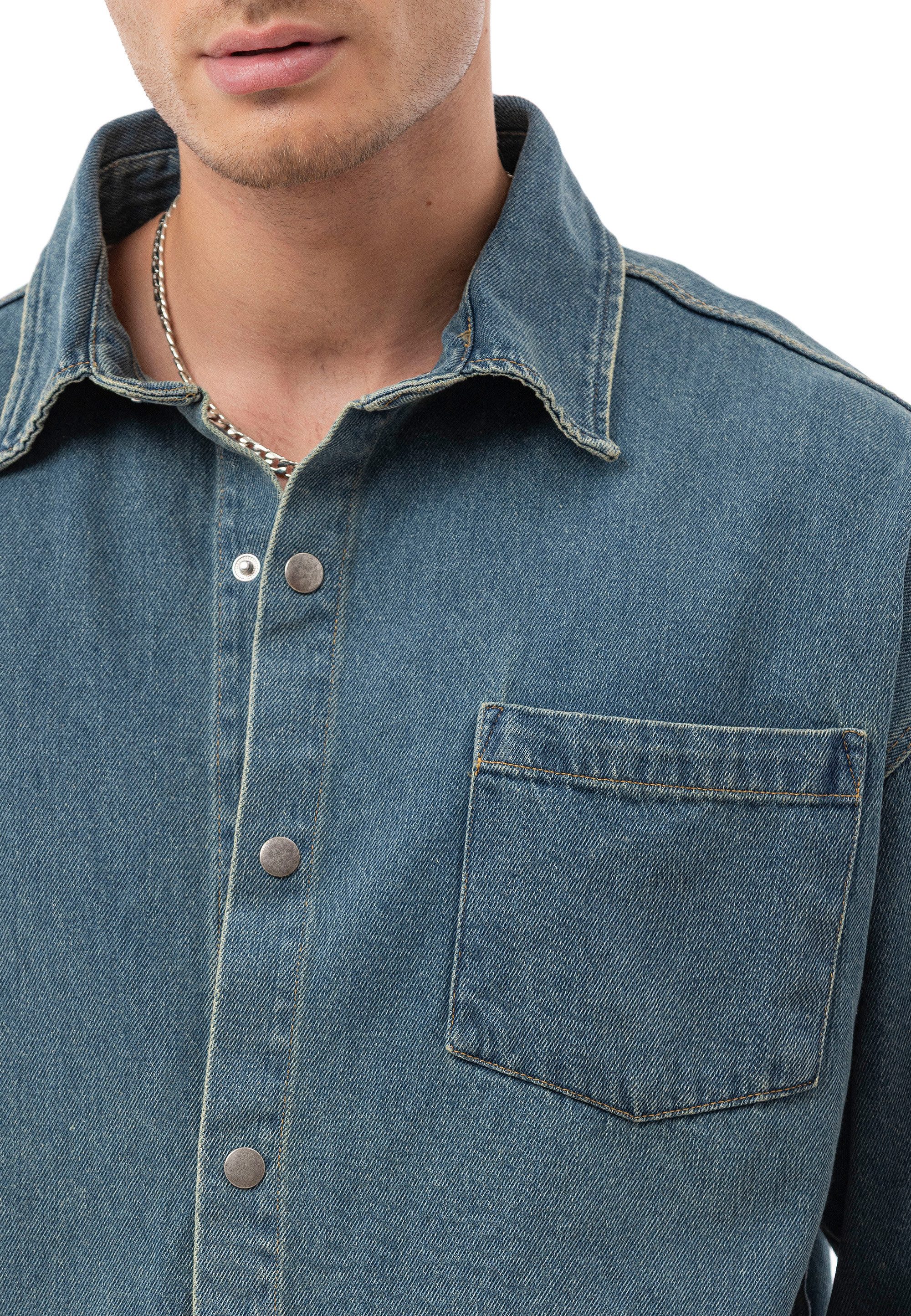 RedBridge Jeanshemd by Spruce - Denim-Hemd mit Druckknöpfen – Oversized Fit, Overshirt – Bild 4 von 5