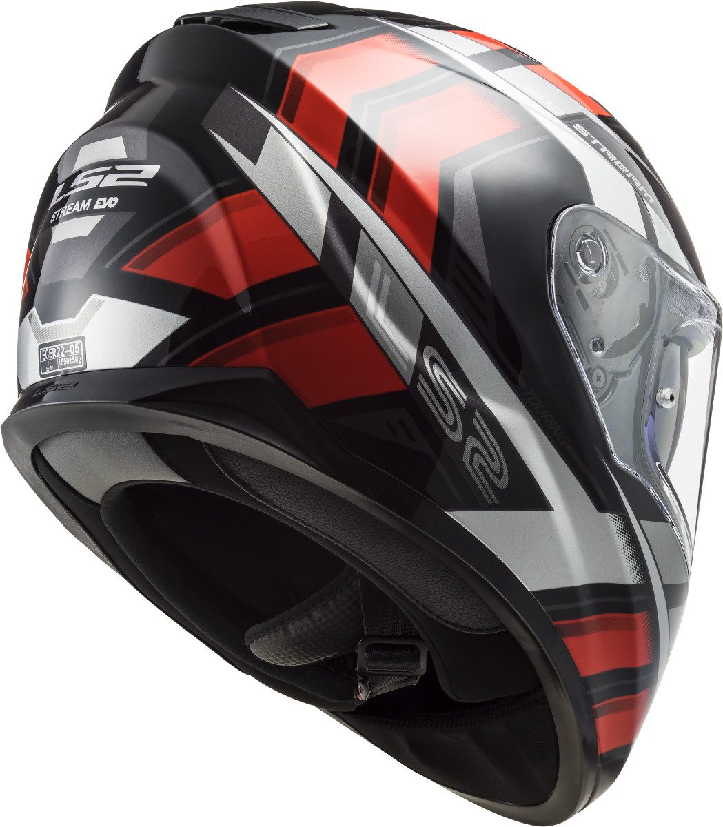 LS2 Motorradhelm LS2 FF320 Stream Evo Loop schwarz-rot L, Integralhelm Motorradhelm Rollerhelm mit Sonneblende Damen Herren