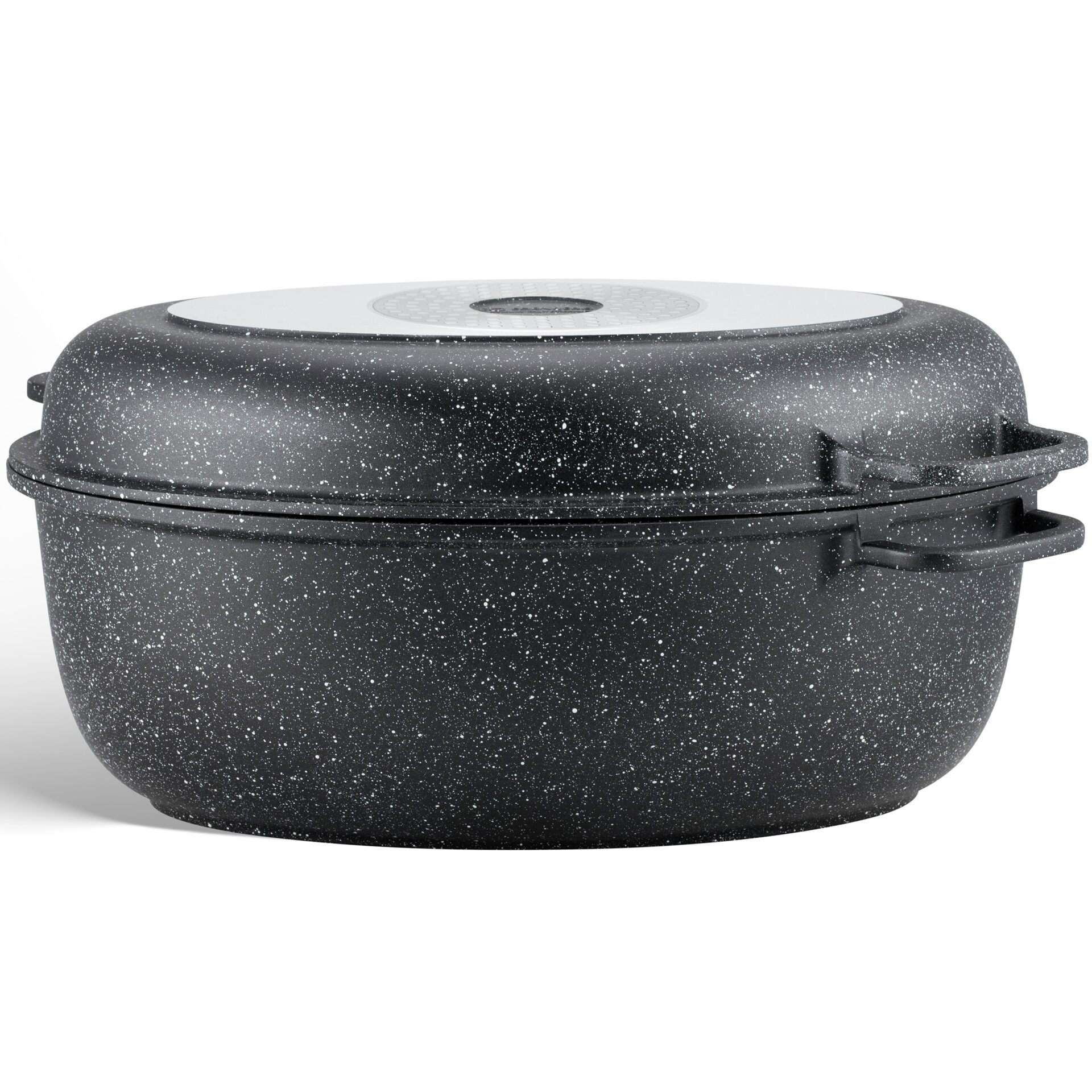 Edenberg Bräter Aluguss Bräter 8L Grillpfanne zwei in eins Gänsepfanne Gans Ente, Aluminium, Edelstahl, Keramik (3-tlg)