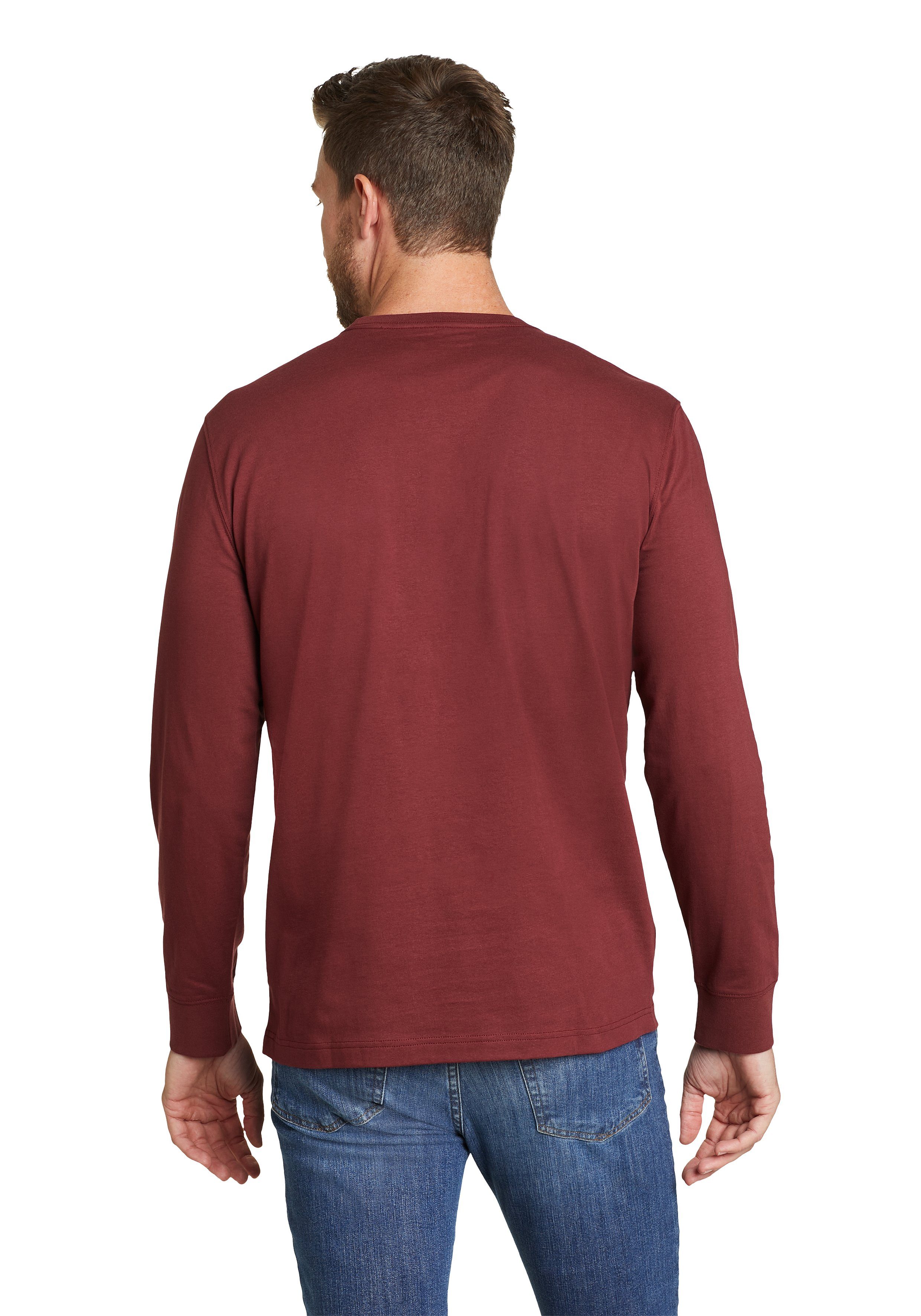 Langarm - 100% Wash mit Tasche Legend Eddie Shirt Langarmshirt Rauchiges Bauer Baumwolle Pro Rot