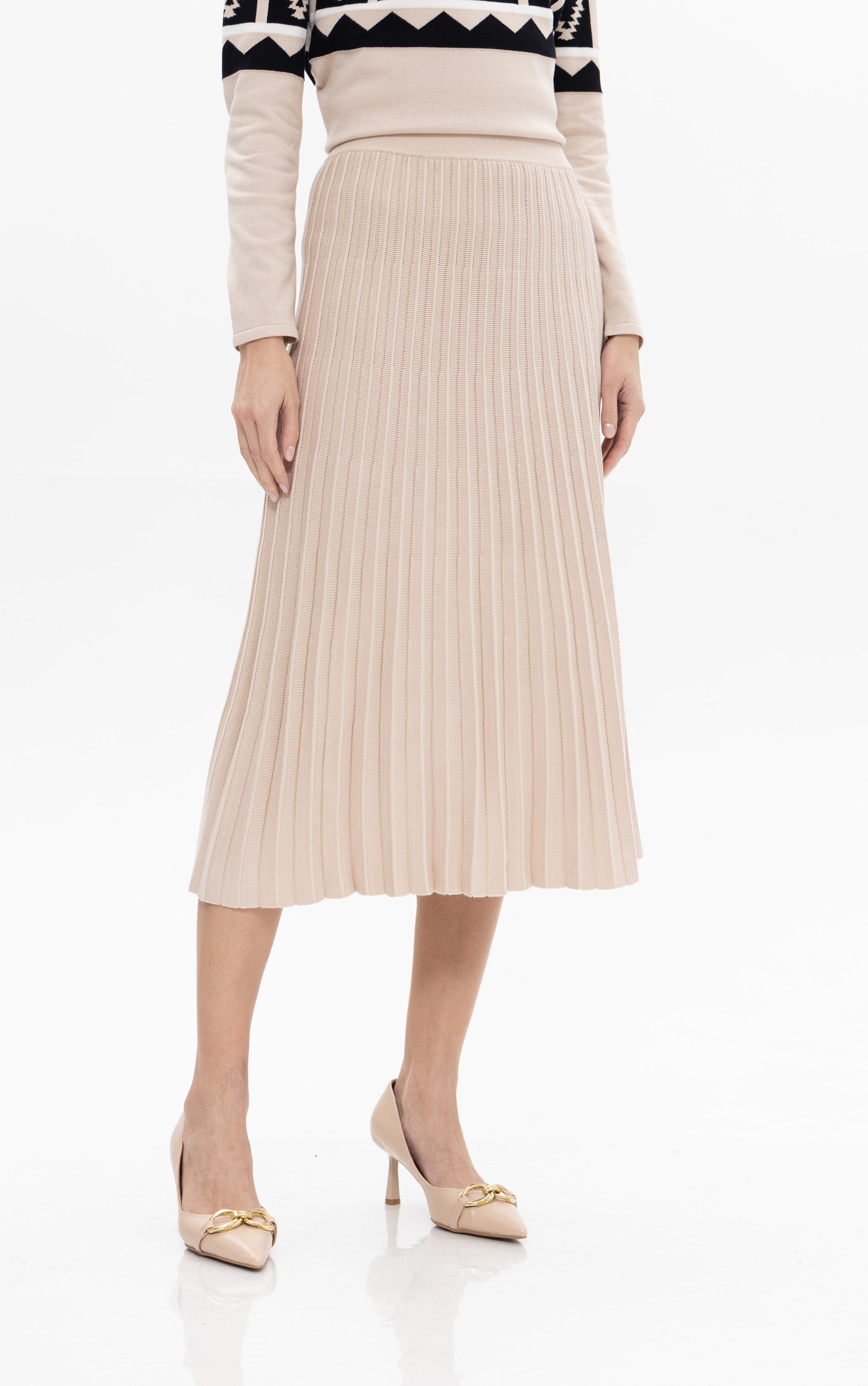 Passioni Faltenrock Midi Plisseerock Strickrock günstig online kaufen