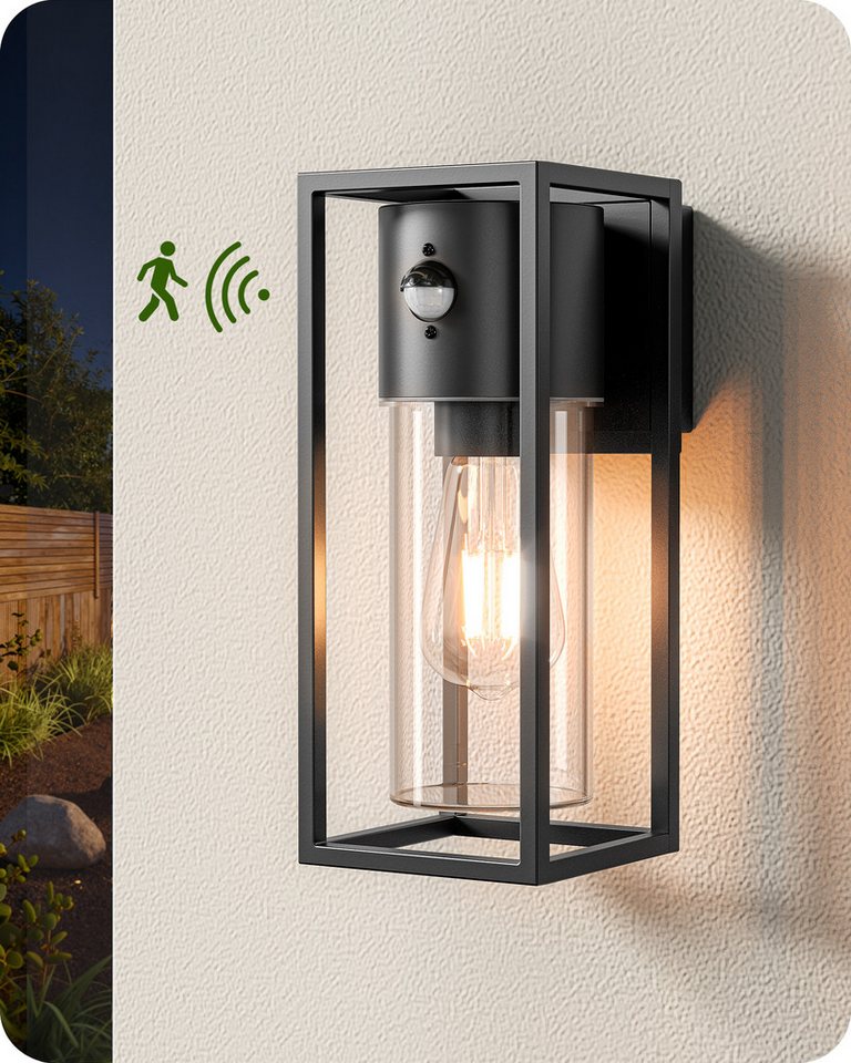 EDISHINE Außen-Wandleuchte mit Bewegungsmelder, ohne Leuchtmittel, moderne Wandlampe für Garten, Fassade und Haustür