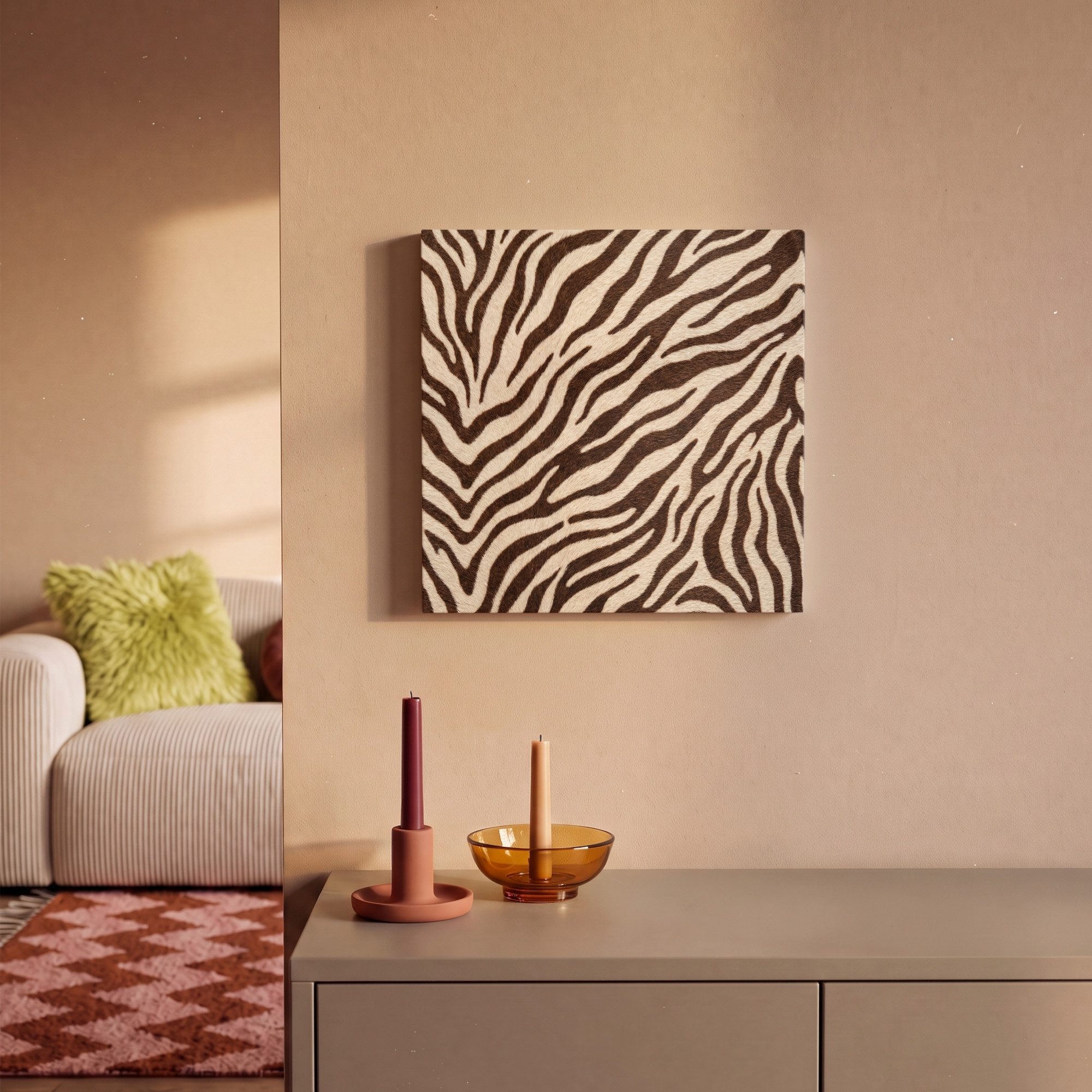 OneMillionCanvasses® Leinwandbild Zebra - Streifen - Braun, Fotodruck (1 St), Leinwand Canvas Wandbild, Wanddekoration 20x30 cm – Bild 2 von 5
