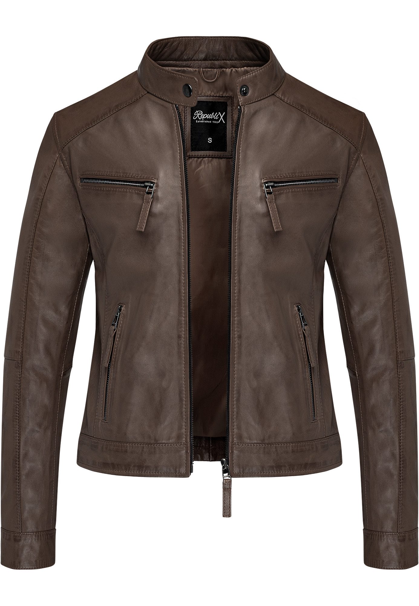 REPUBLIX Lederjacke WINONA Echtleder Damen Biker Zipper Jacke günstig online kaufen