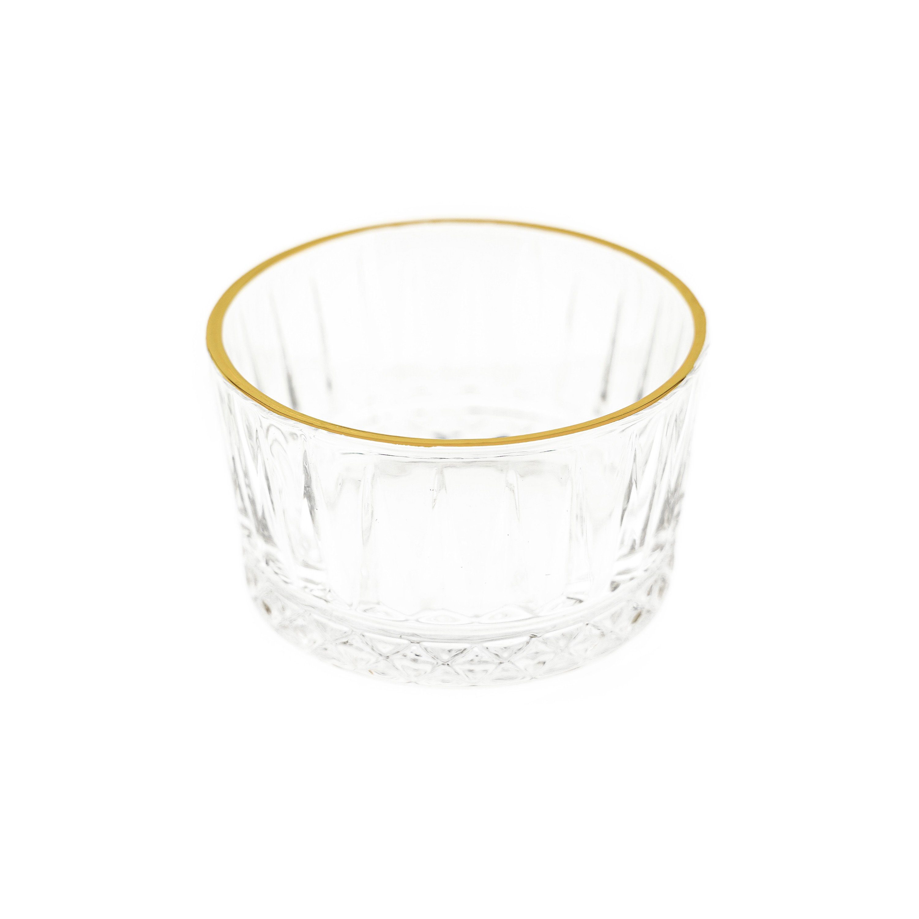 Almina Schale Elisa 6 Teilige Set mit Goldumrandung 280 ml Riffle Design, Glas, (6-tlg)