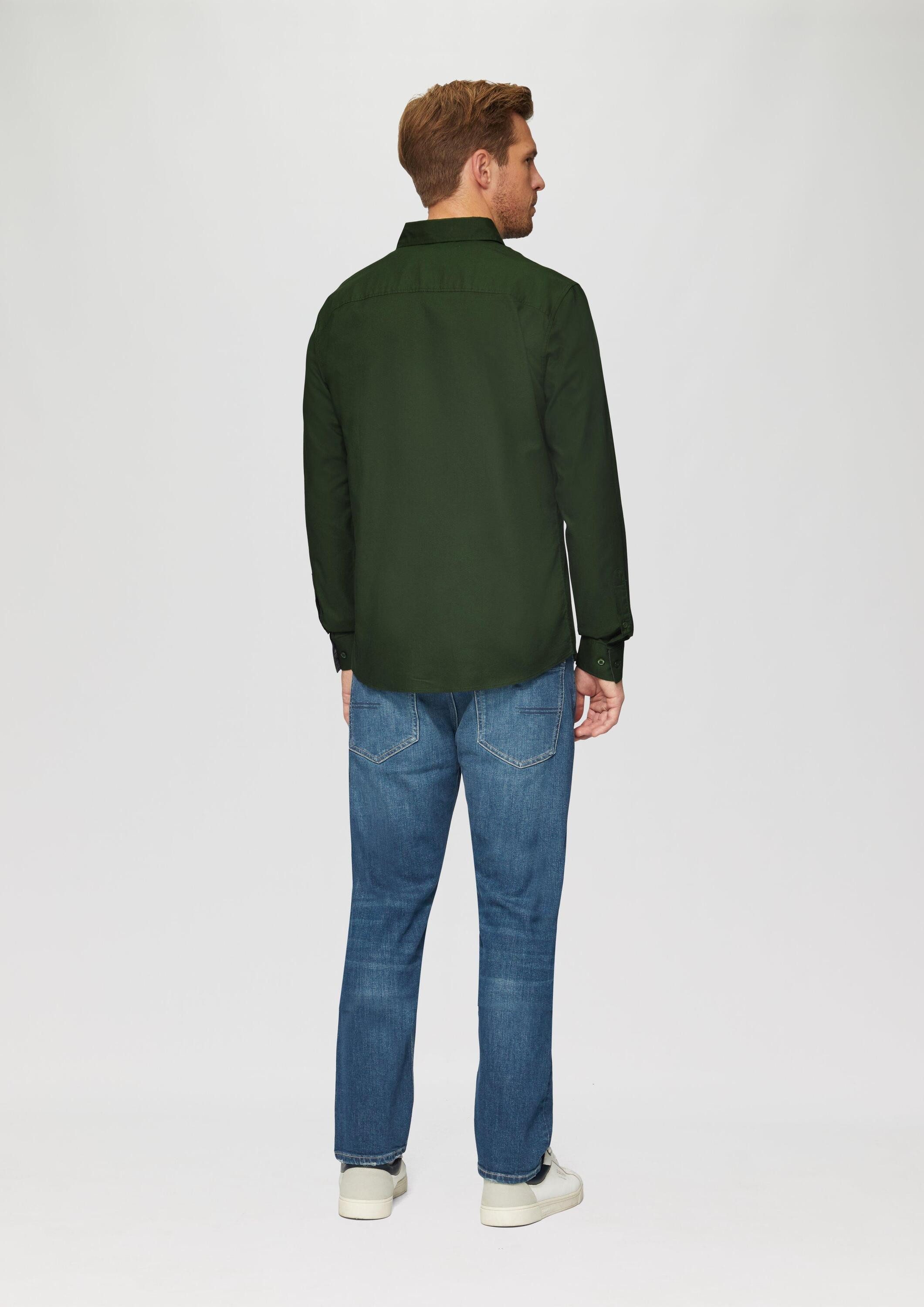 s.Oliver Langarmhemd Hemd Slim Fit: Strukturiertes Hemd mit Kentkragen
