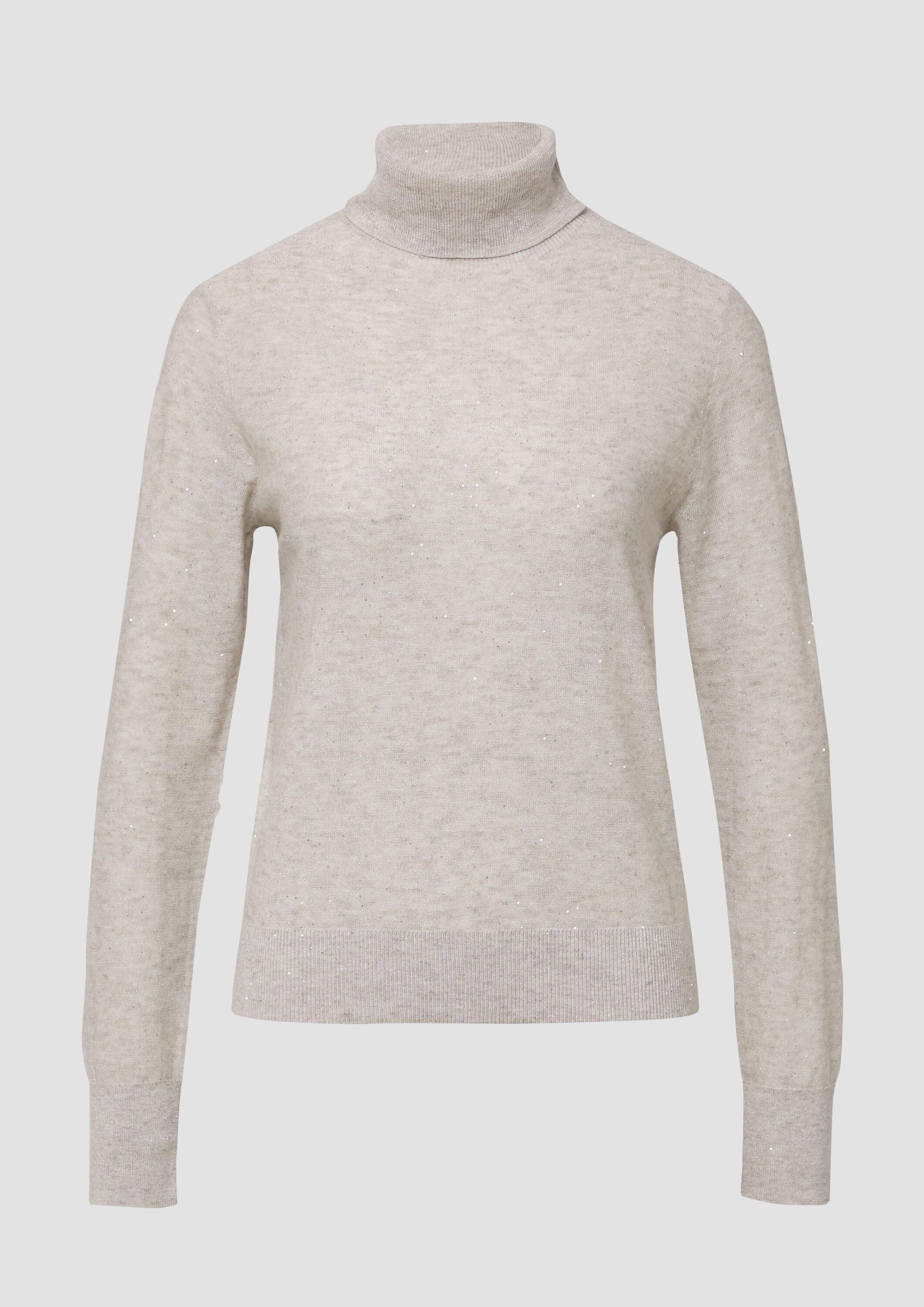 s.Oliver Longpullover Strickpullover Rollkragenpullover mit feinen Pailletten