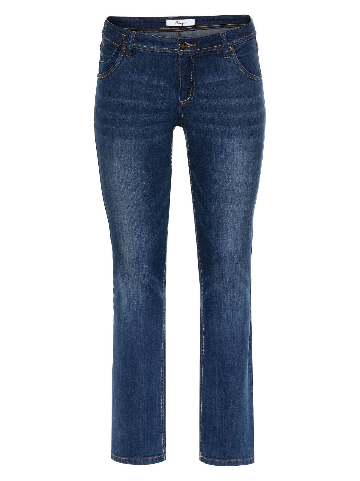 Sheego Stretch-Jeans Große Größen mit gerader Beinform, individuelle Used-Effekte