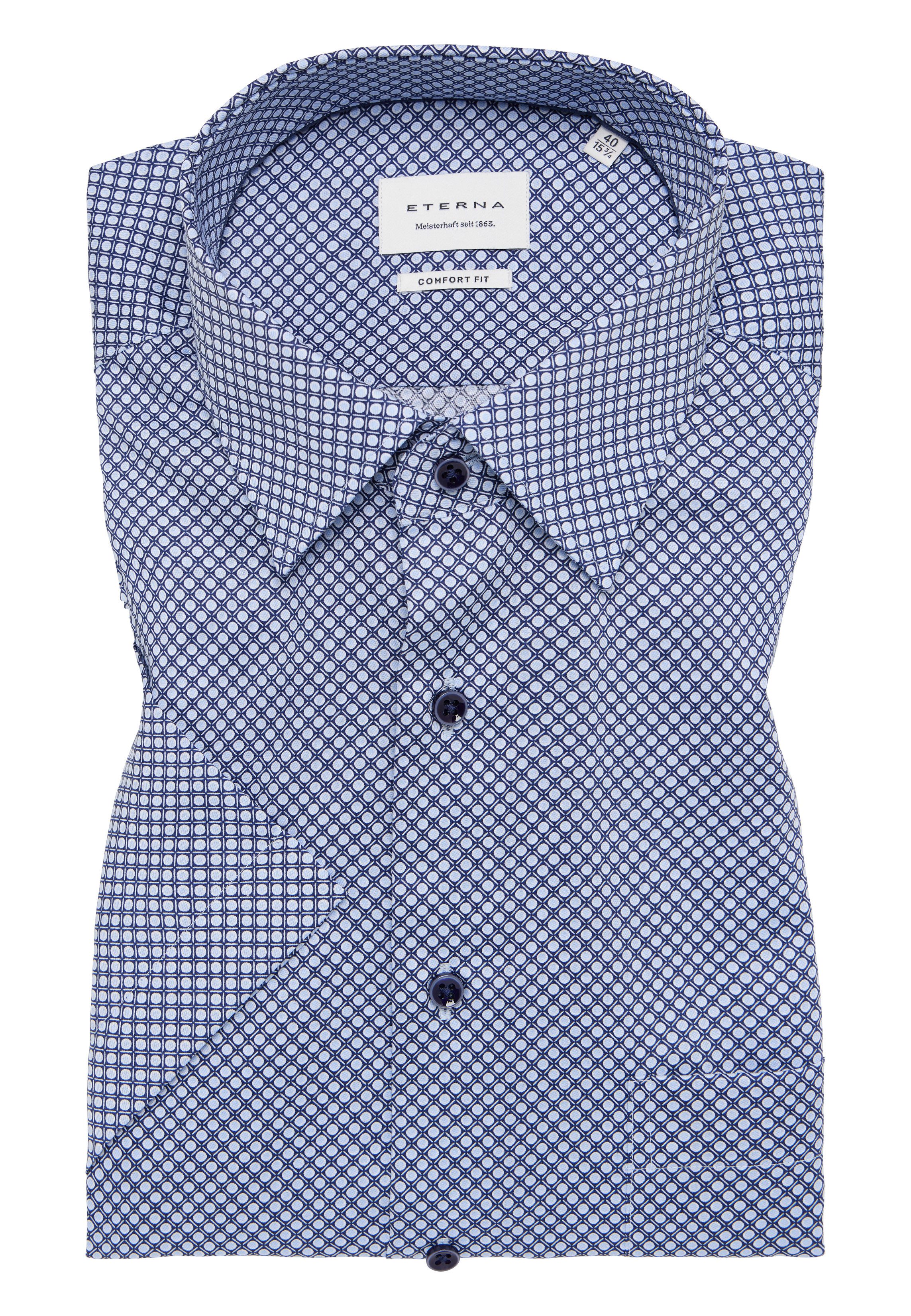 Eterna Businesshemd ETERNA COMFORT FIT Kurzarm Hemd blau print twill 4220-14-K181 – Bild 5 von 5