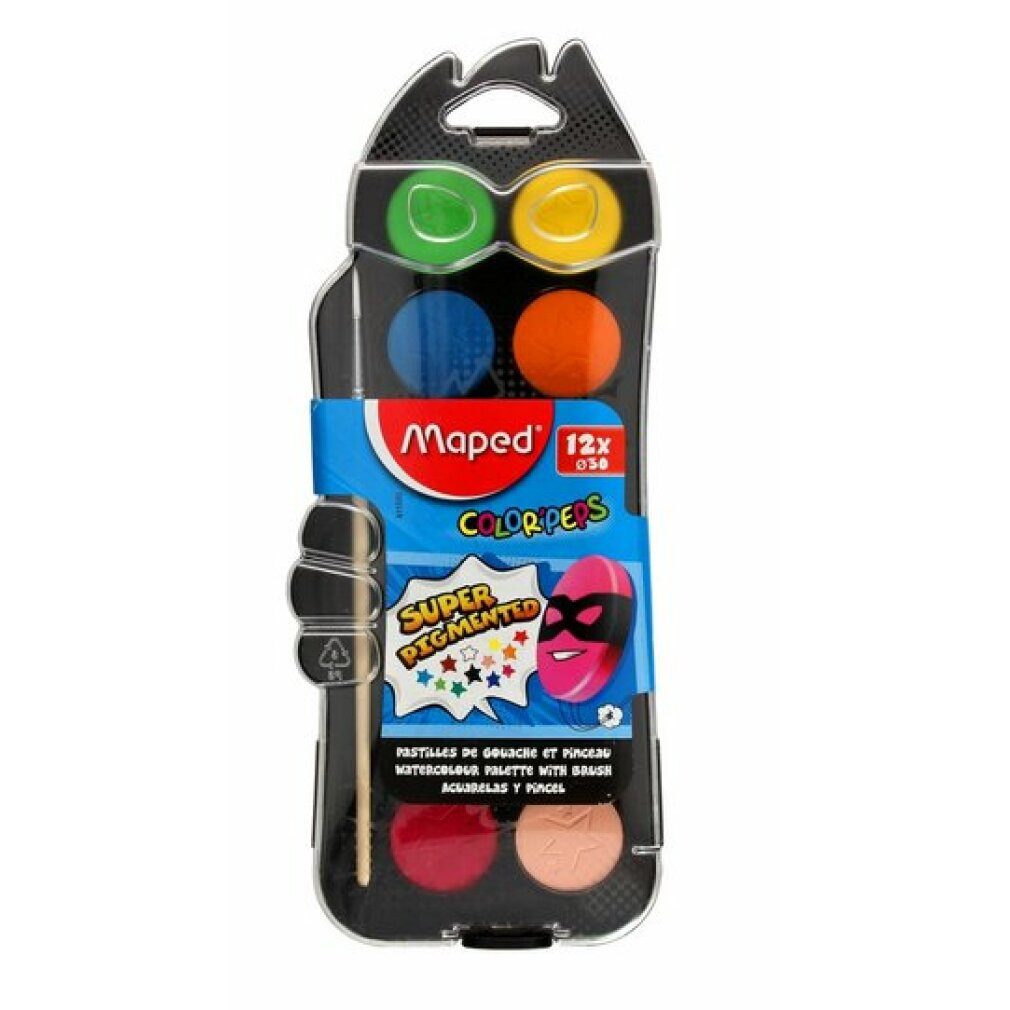 MAPED Malstift Farbkasten 12er Color Peps mit Pinsel