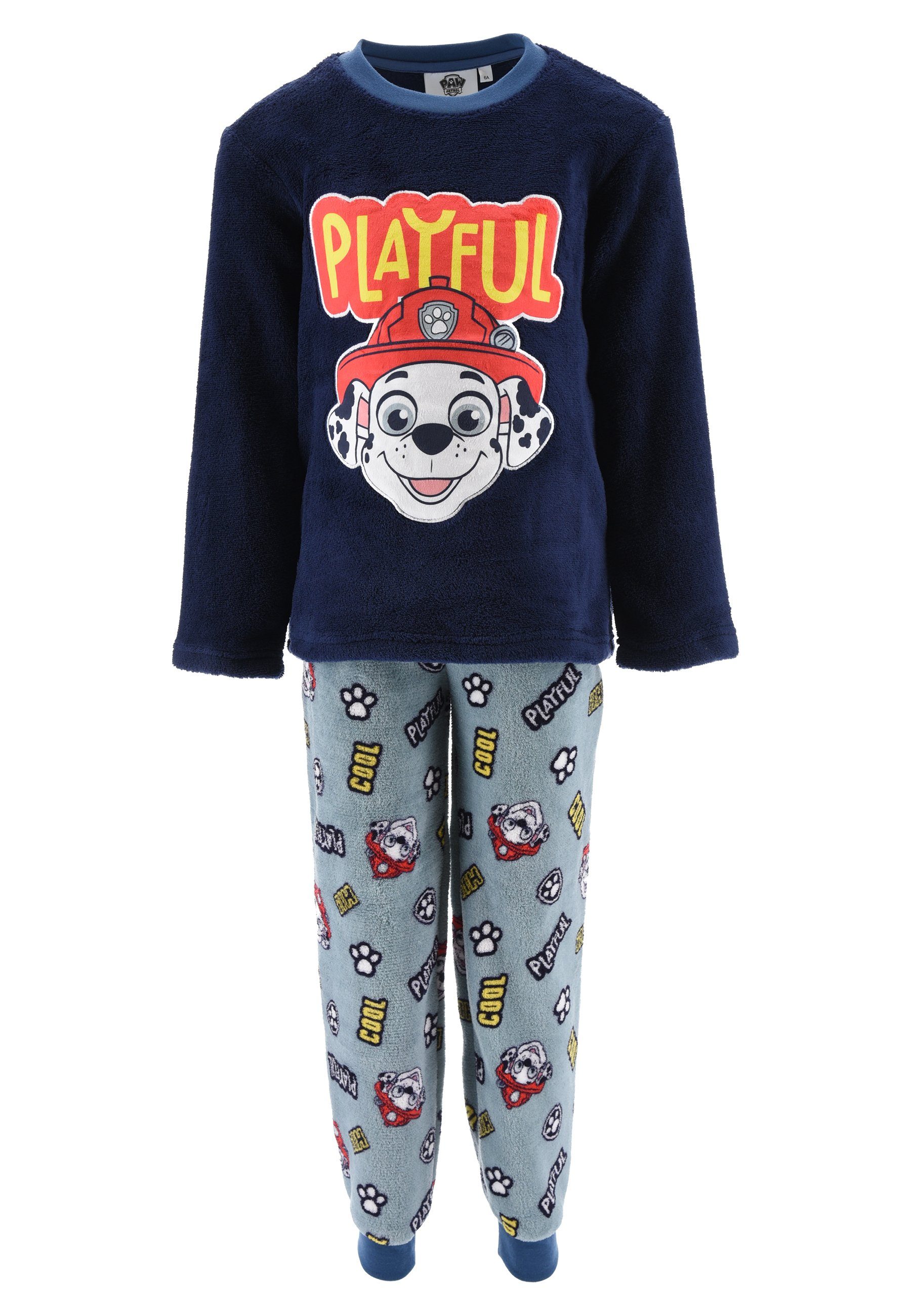 PAW PATROL Schlafanzug Marshall Jungen Pyjama Langarm Shirt + Schlafhose (2 tlg) Dunkel-Blau