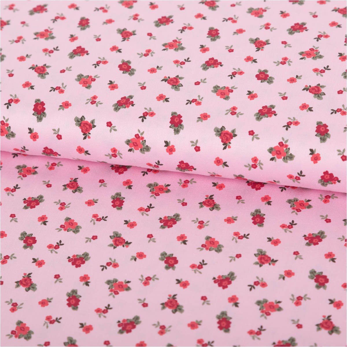Thumbnail - SCHÖNER LEBEN. Stoff Baumwollstoff Trachtenstoffe Satin-Touch Rosen Blumen rosa 1,5m Breite