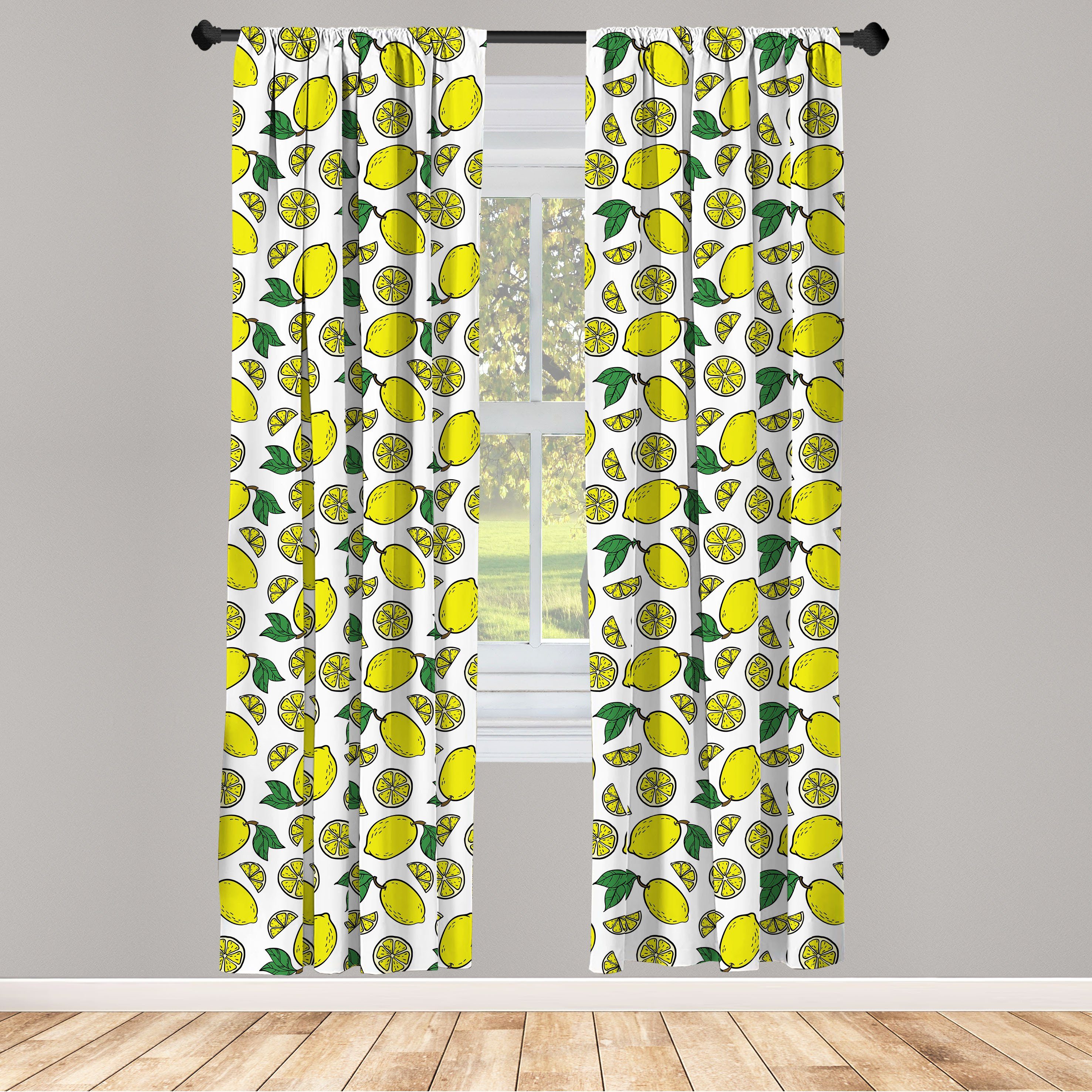 Gardine Vorhang für Wohnzimmer Schlafzimmer Citrus Microfaser, Sommer Dekor, Zitronen Abakuhaus, Vivid Blossom