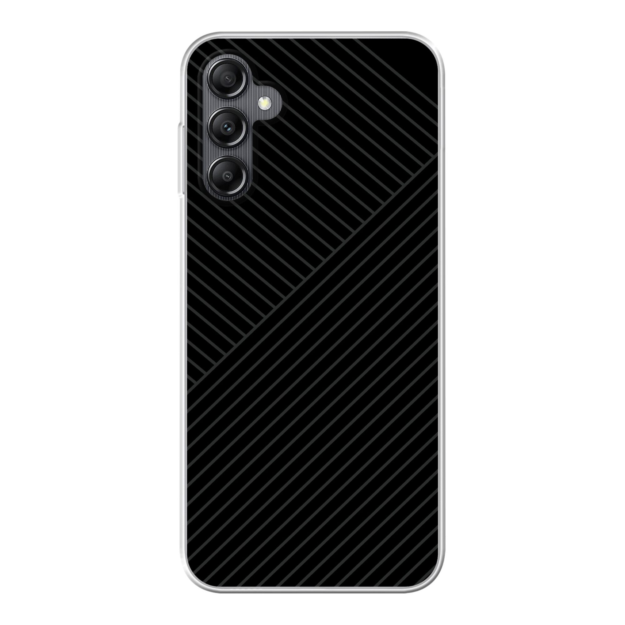 MuchoWow Handyhülle für Samsung Galaxy A14 5G Linien - Abstrakt - Schwarz - Grau - Minimal, Smartphone-Bumper, Print, Handy Schutzhülle Dünn