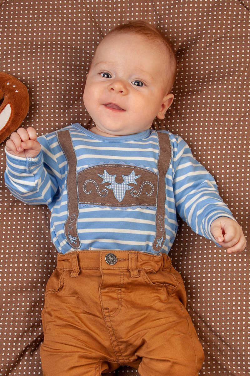 Trachtenkleid Baby T-Shirt - HOSENTRÄGER BUAM - hellblau