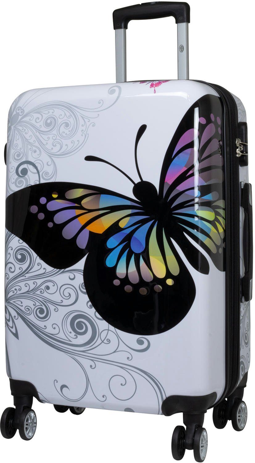 Warenhandel König Hartschalen-Trolley Butterfly, 4 Rollen, mit Motiv, Dehnf günstig online kaufen