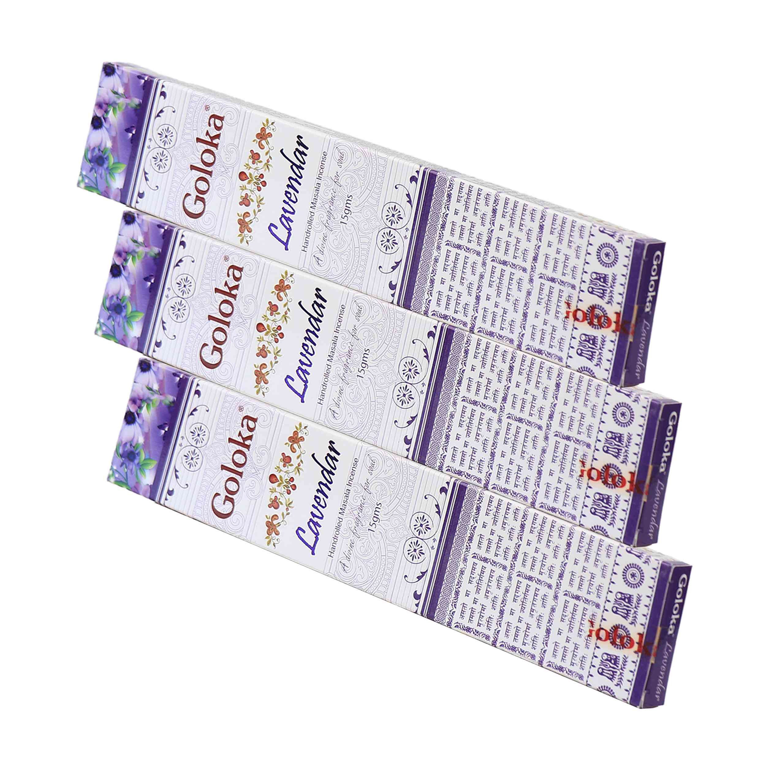 Räucherstäbchen 3x Goloka Lavendel Räucherstäbchen 45g – Florales Räucherwerk für Ents