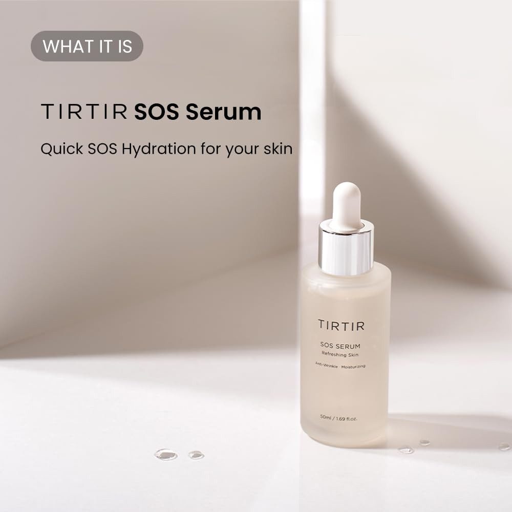 TIRTIR Gesichtsserum SOS Serum 50 ml – intensives Feuchtigkeitsserum mit Polyglutaminsäure Centella & Kamillenextrakt – beruhigt empfindliche Haut, stärkt die, Hautbarriere & sorgt für glatte, strahlende Haut bei Trockenheit