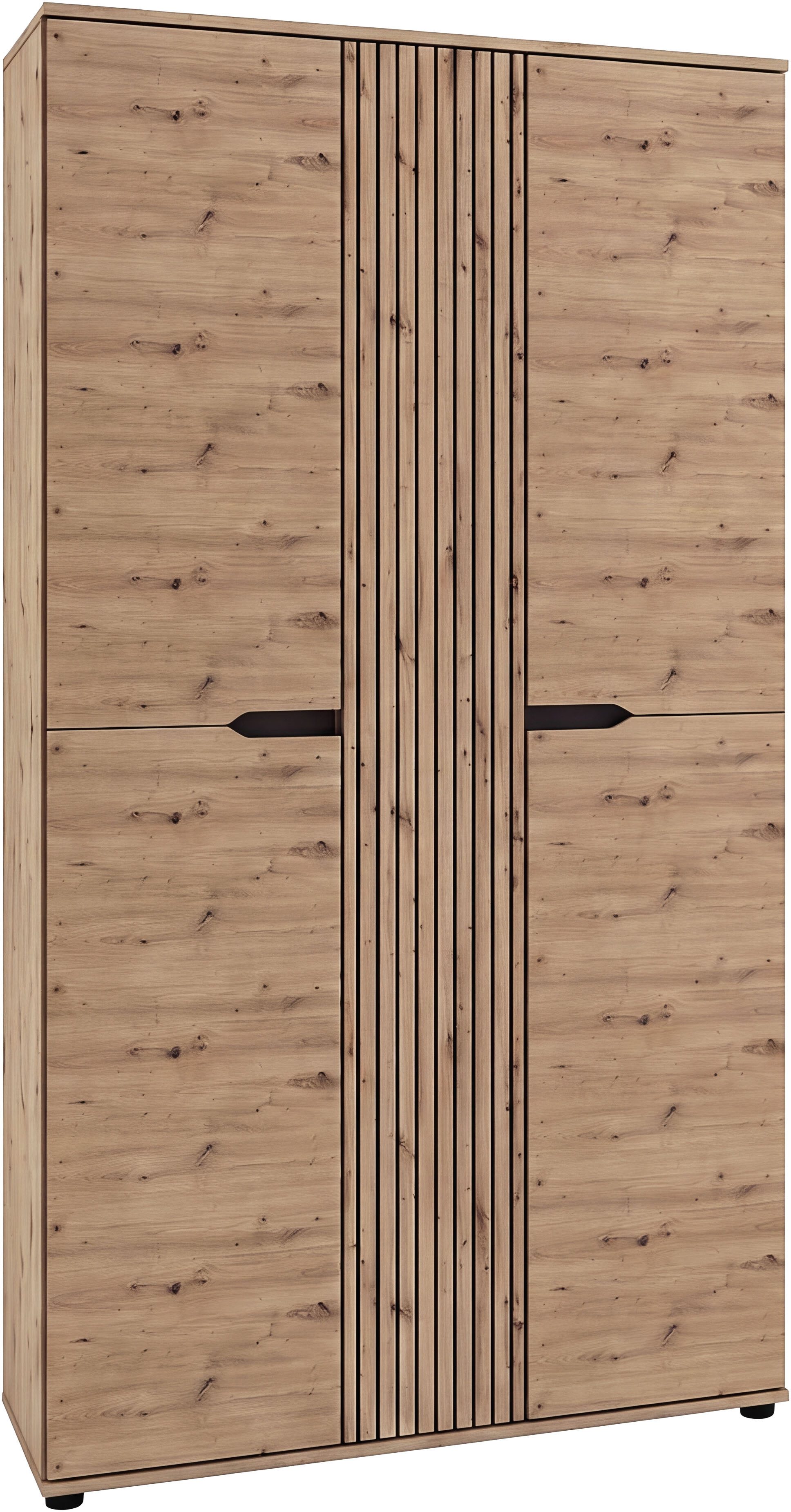 OTTO home Garderobenschrank FJELL, Breite 104cm, 3 Türen, 8 Böden, 10 Fächer, 1 Kleiderstange (hochwertig verarbeitete Längsfräsung, praktische Griffaussparung) Kleiderschrank, Schrank, Dielenschrank, Flurschrank, Mehrzweckschrank
