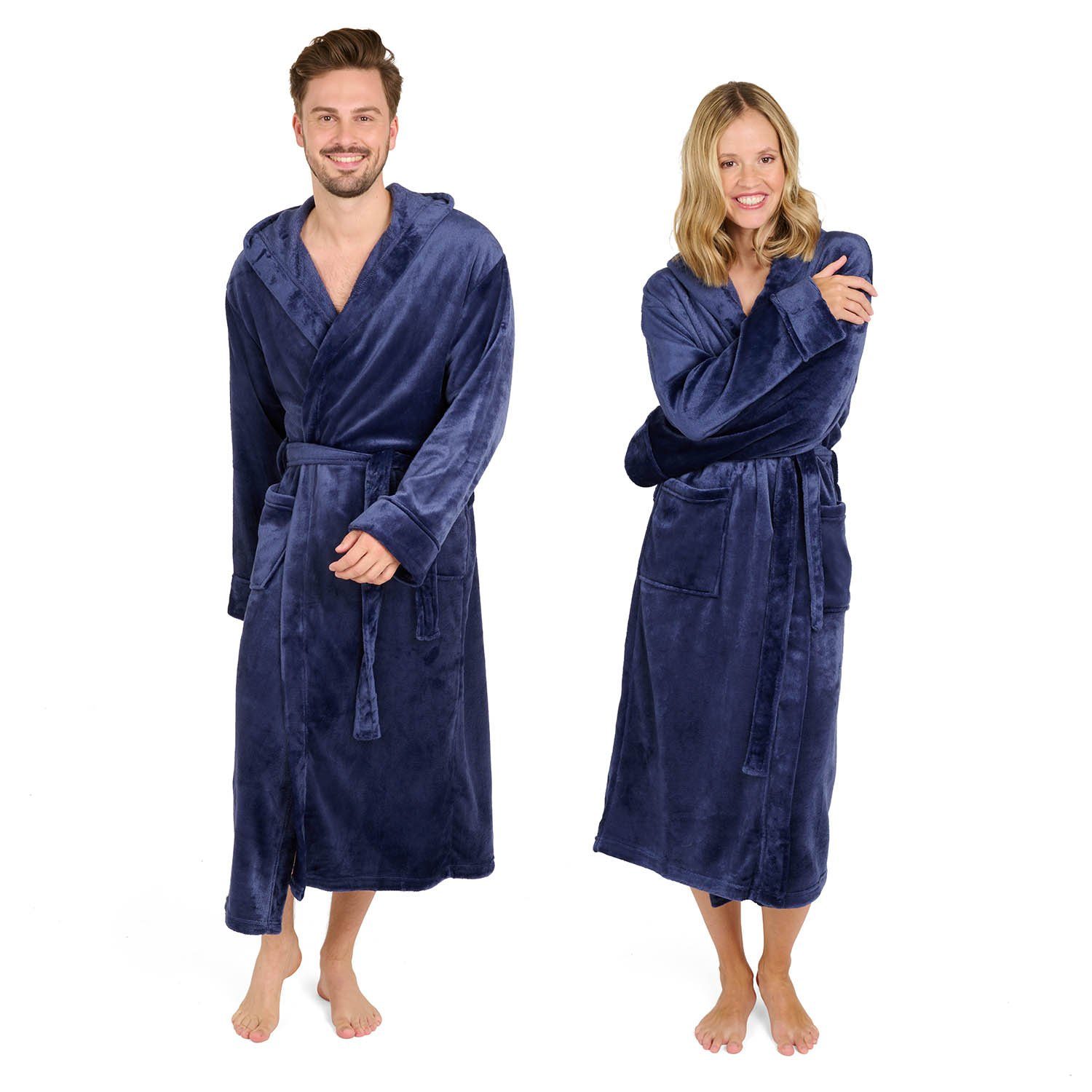 Blumtal Bademantel Bademantel Damen und Herren - kuschelig weicher Fleece Bademantel, mit Kapuze & Fronttasche