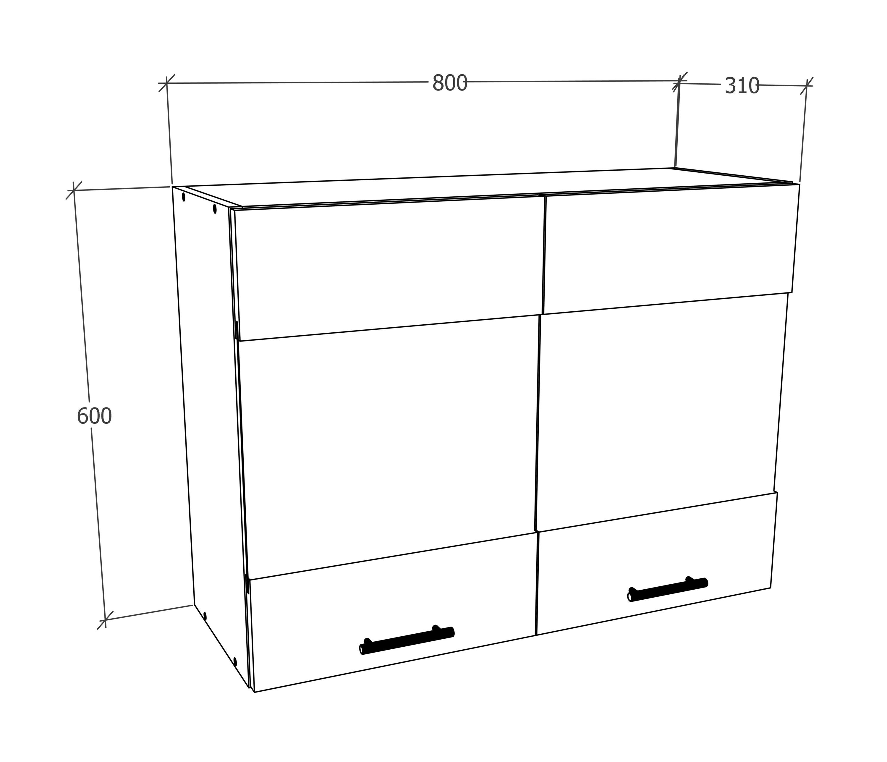 VCM Hängeschrank Esilo Küchenschrank B. 80 x T. 31 x H. 60 cm Stauraum für Geschirr, Gewürze und Vorräte, für Büro und Homeoffice – Bild 4 von 4