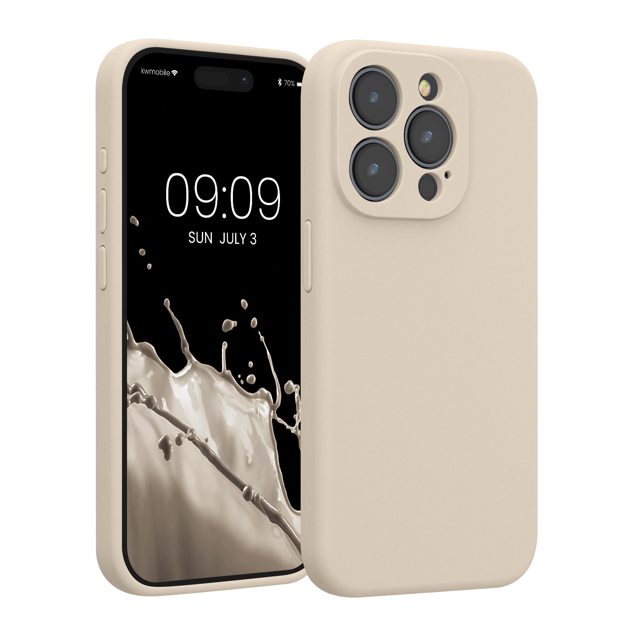 kwmobile Handyhülle Hülle für Apple iPhone 15 Pro, Hülle Silikon gummiert - Handyhülle - Handy Case in Creme
