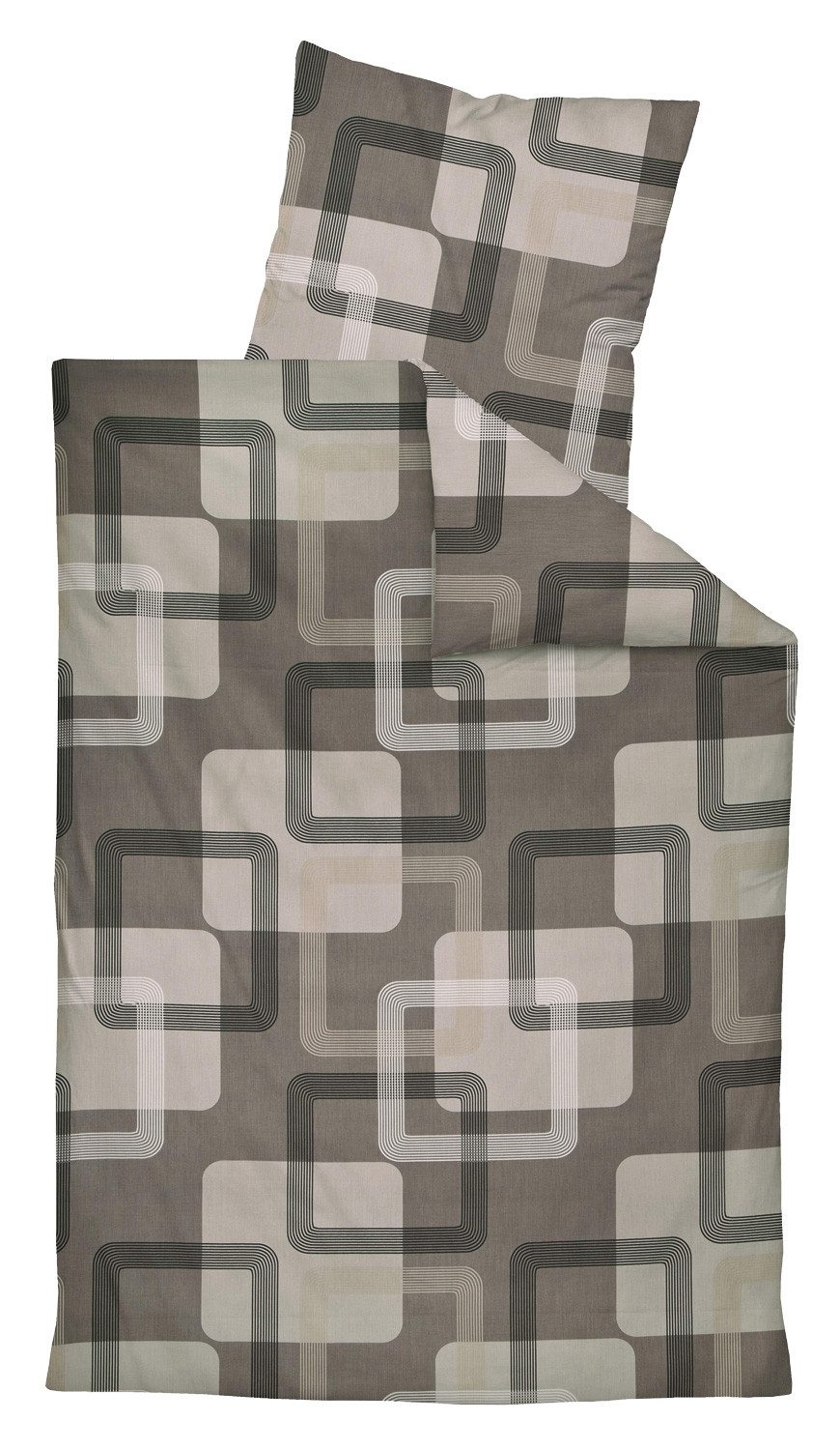 Janine Bettwäsche MILOU, 135 x 200 cm, Braun, Grau, Satin, 2 teilig, mit Re günstig online kaufen