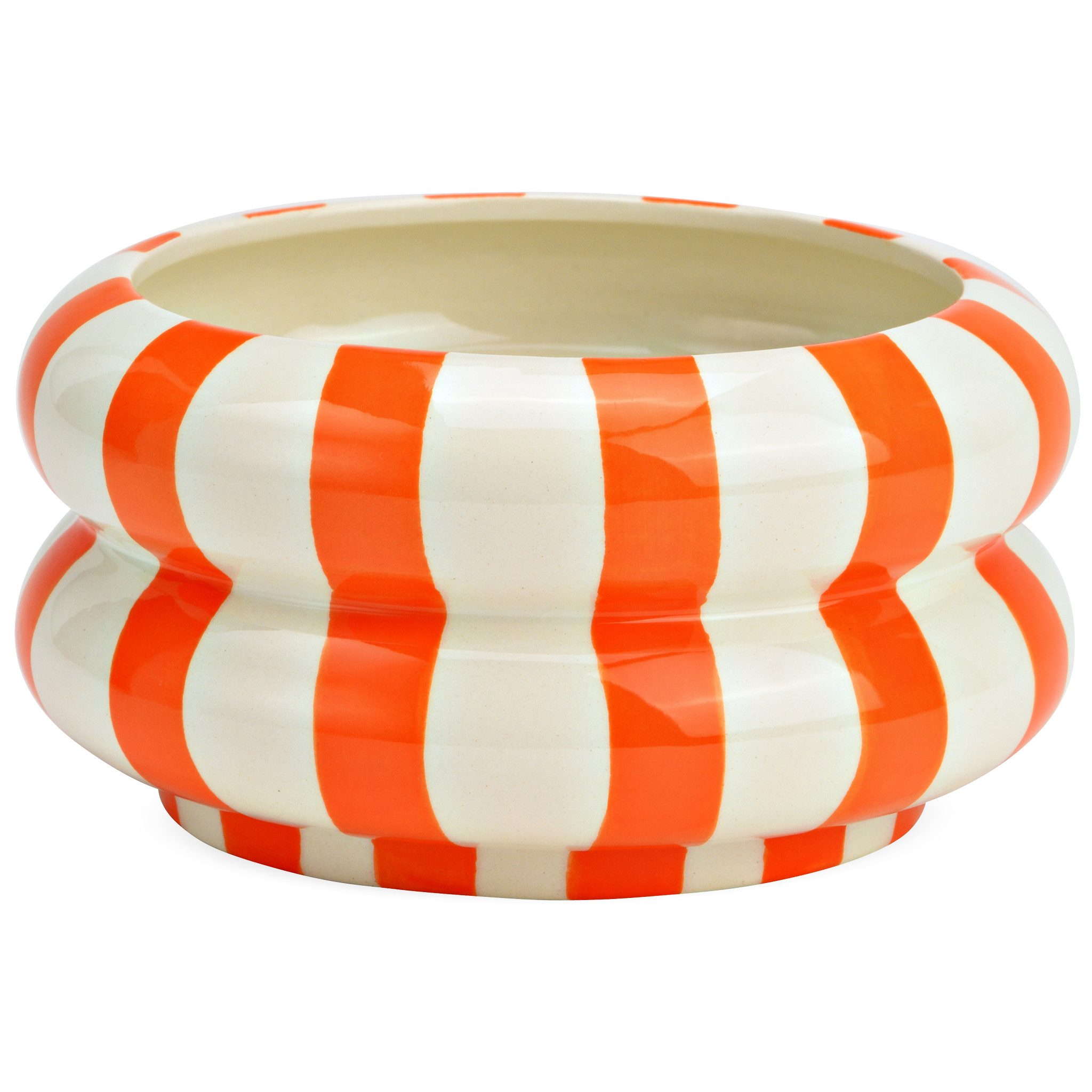 matches21 HOME & HOBBY Dekoschale Dekoschale bunt gestreift, orange weiß in Ø 15x8 cm (1 St), Moderne Keramik Schüssel als Wohnzimmerdeko