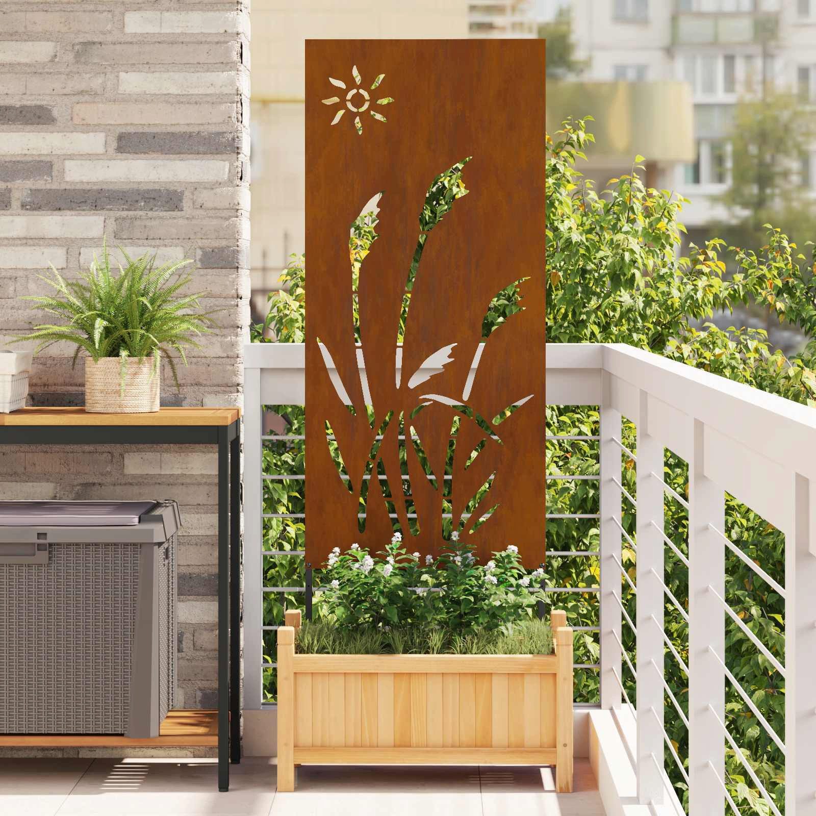 vidaXL Wandbild Garten Sichtschutz-Leinwand Rostoptik 50 x 140 cm, (1 St) – Bild 2 von 5