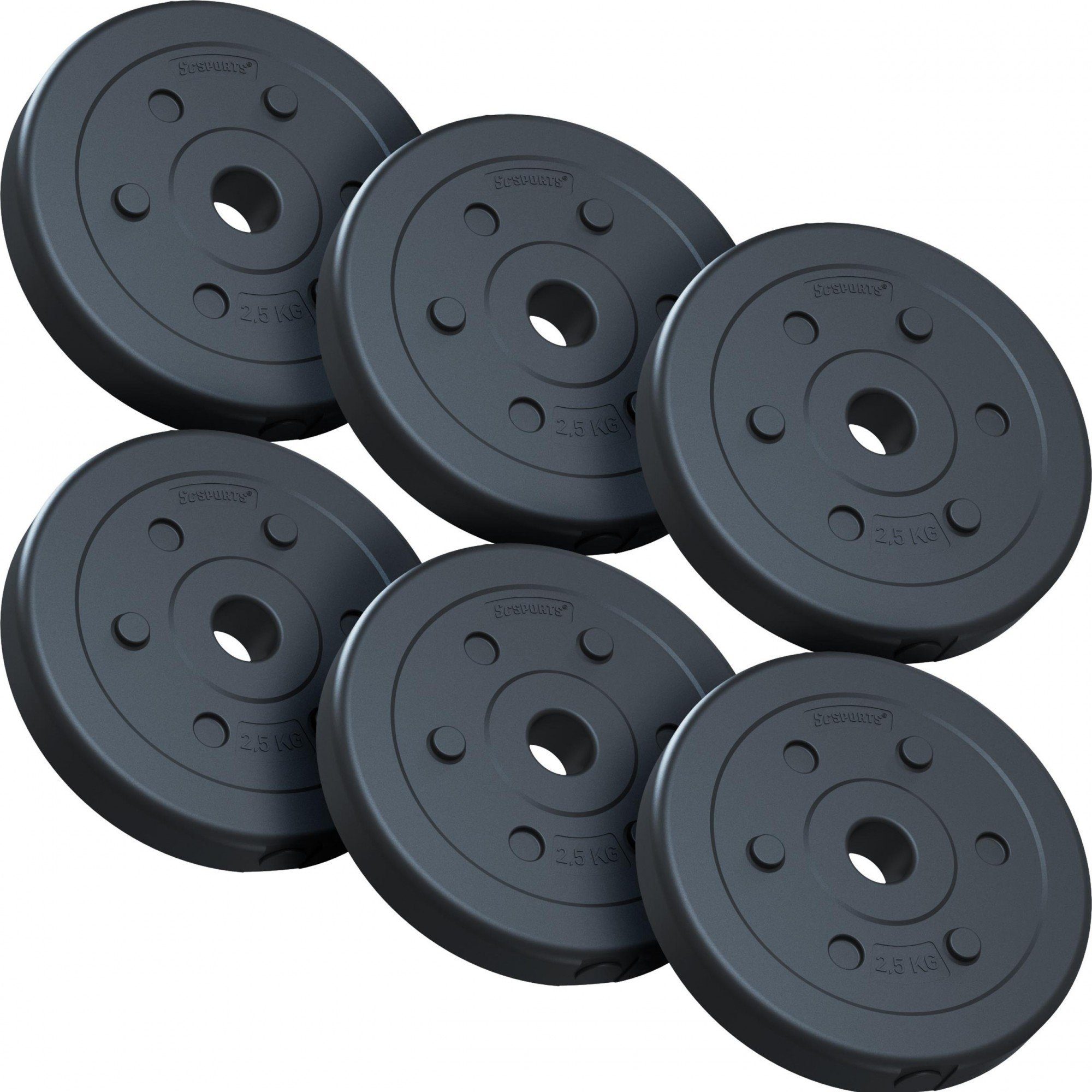 ScSPORTS® Hantelscheiben Set 15 kg Gewichtsscheiben Gewichte, Kunststoff 30/31mm (10002542-tlg)