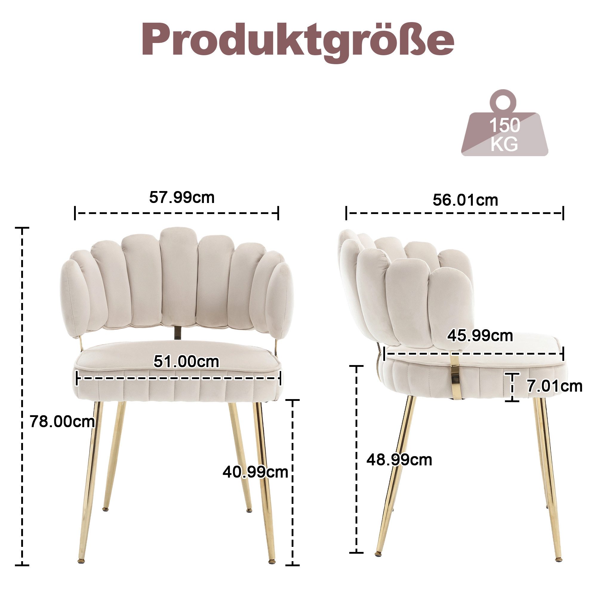 LVHOM Esszimmerstuhl Set mit goldenen Metallbeinen, günstig online kaufen