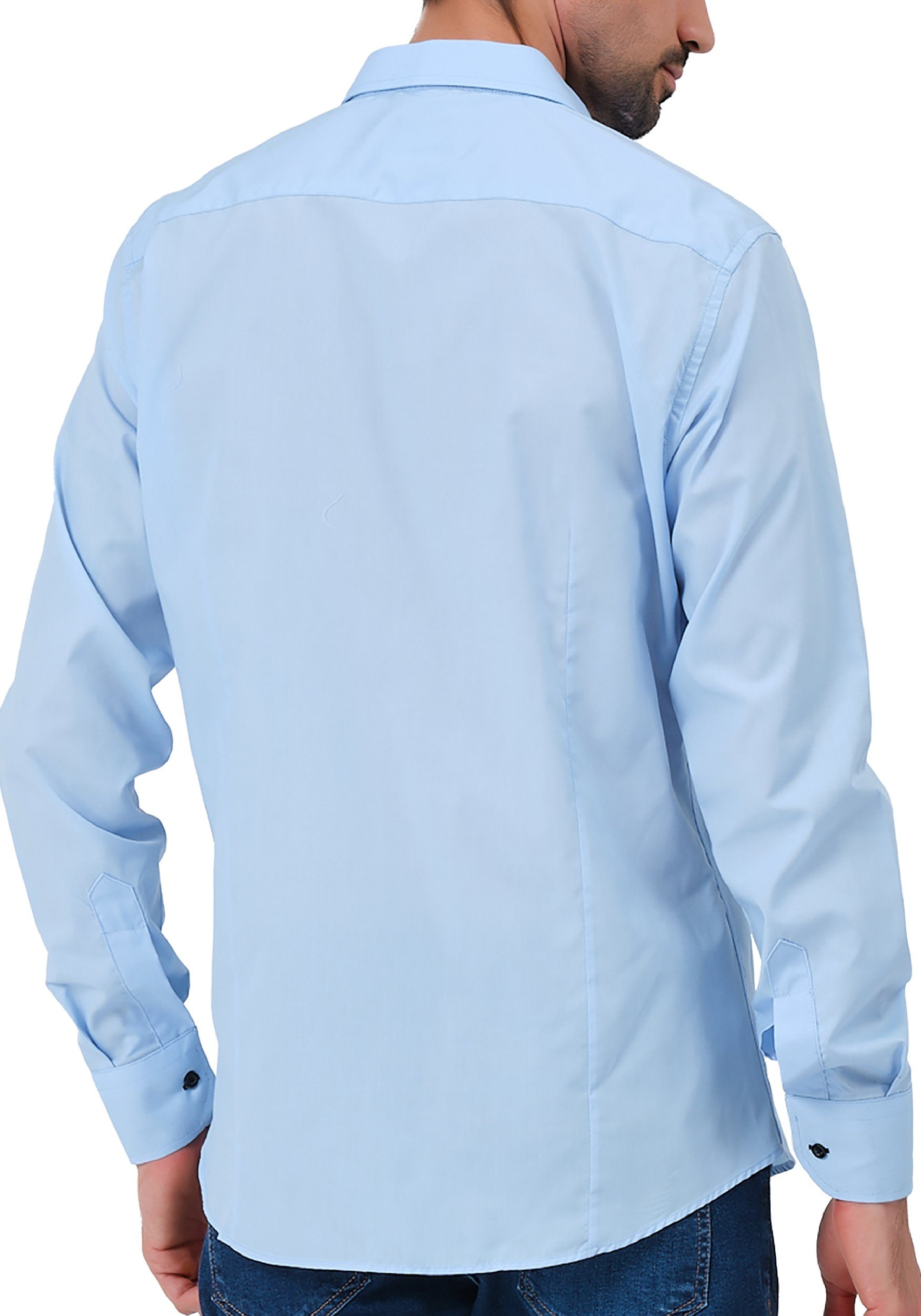 JEEL Langarmhemd Herren Hemd Langarm (1-tlg) Slim Fit – Bild 5 von 5