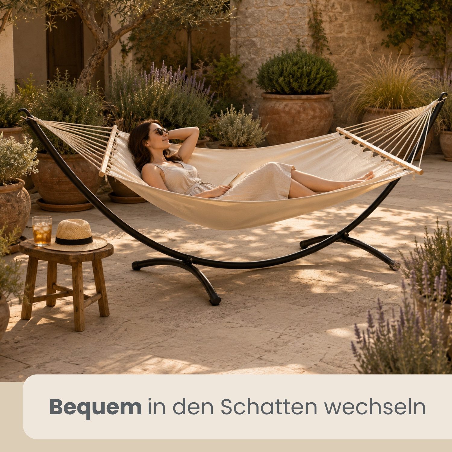 AMANKA Hängemattengestell 300 cm aus Stahl - Metallgestell für Stabhängematten bis 120 cm Breite, Hängematten Gestell bis 120 kg - Wetterfest für Garten und Terrasse