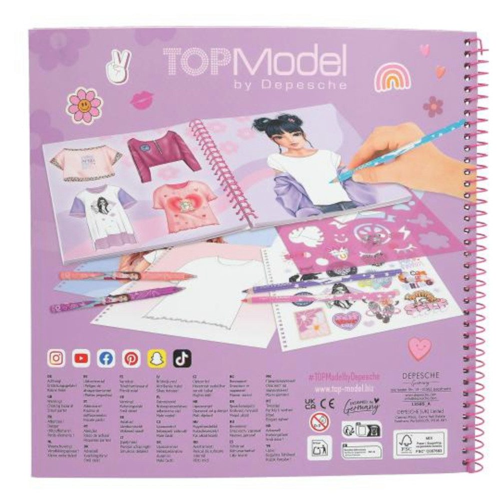 Depesche Malvorlage Top Model T-Shirt Designer Malbuch Buch inkl. Sticker Ausmalbuch