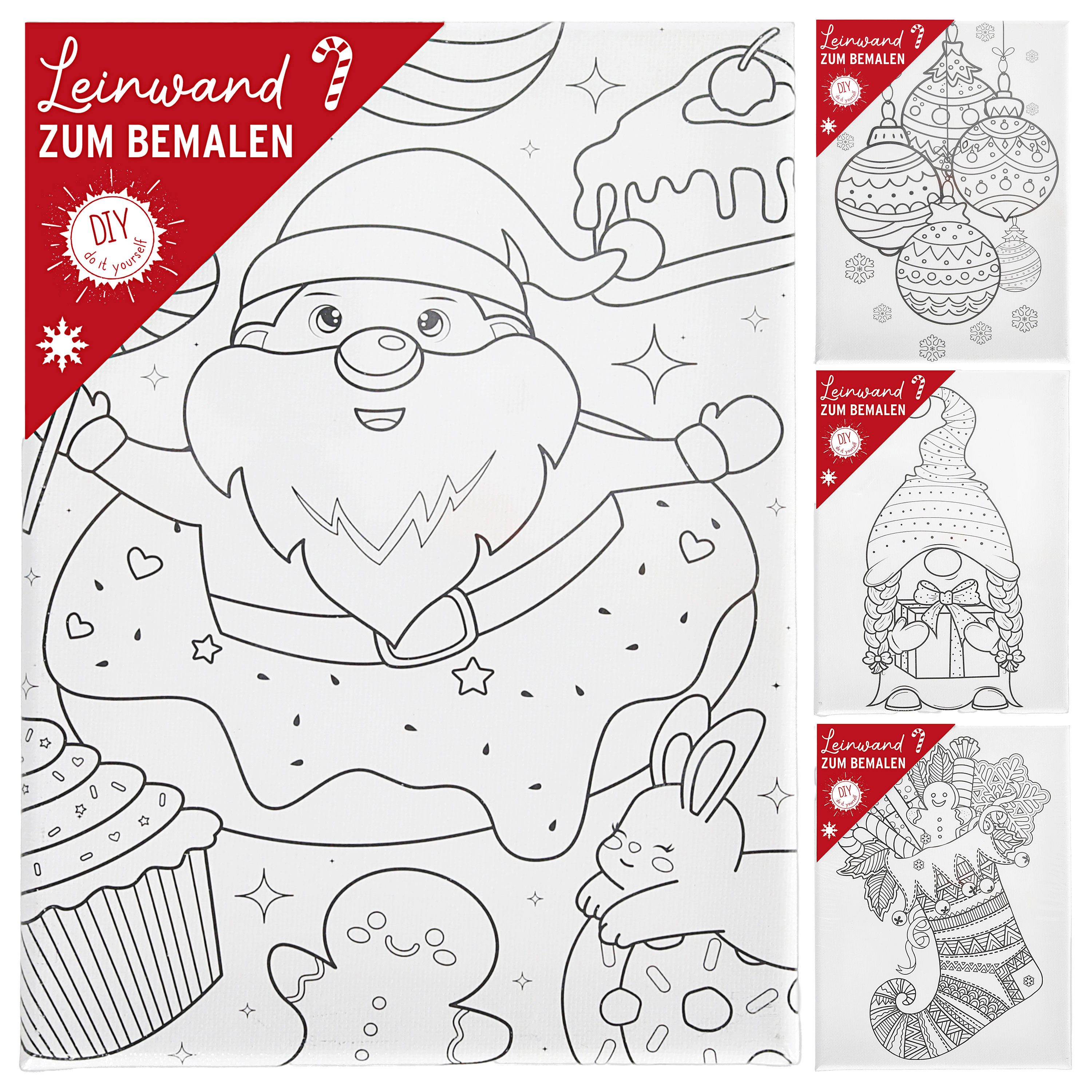 CEPEWA Malvorlage Leinwand zum Bemalen XMAS 4er Set 15x20cm MDF Terylen 4 M günstig online kaufen