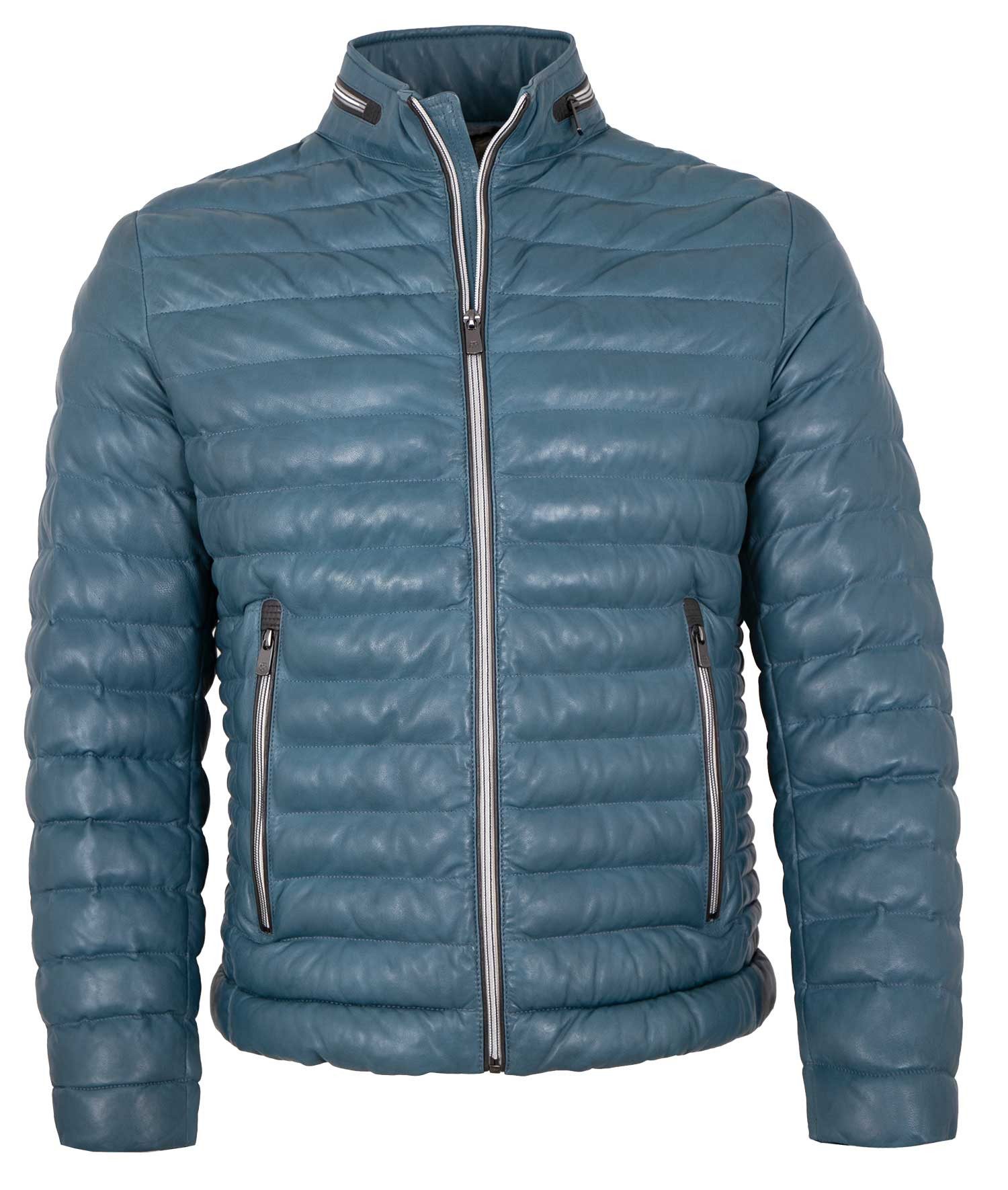 MILESTONE Lederjacke MSCortino Milestone - Herren Lederjacke Steppjacke Lammnappa himmelblau