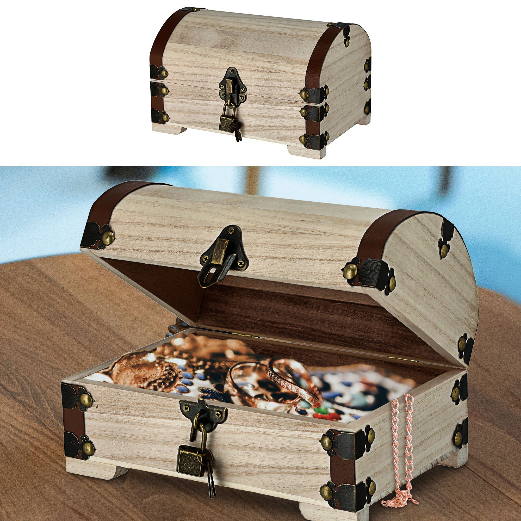 CEPEWA Truhe Holztruhe Truhe Aufbewahrung Schatztruhe Holz günstig online kaufen