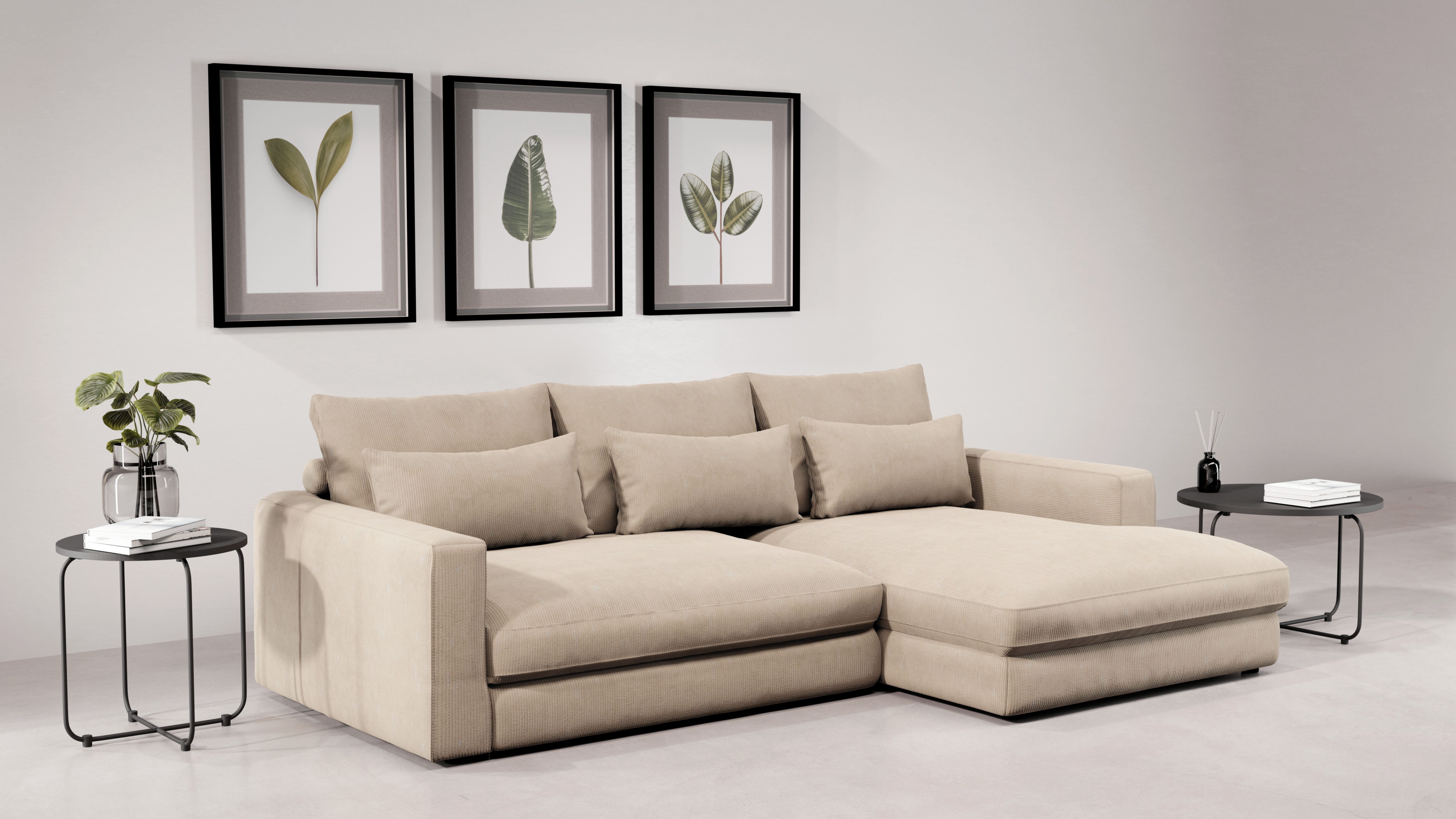 Home affaire Ecksofa Darwin, viele Kissen, extra tiefe Sitzfläche, 271/89/171 (B(H/T), gemütlich und weich, L-Form, mit extra softem Sitzkomfort, Cord