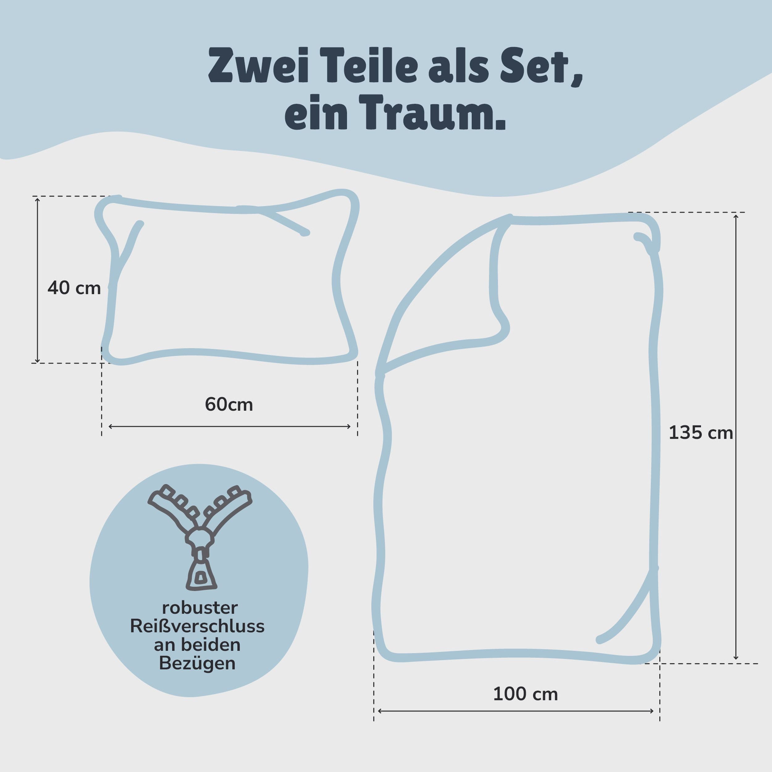 Familando Babybettwäsche Dino 100x135 40x60cm süßer Dinosaurier mit Stacheln, Renforcé, 2 teilig, mit liebevollem Motiv & süßen Details