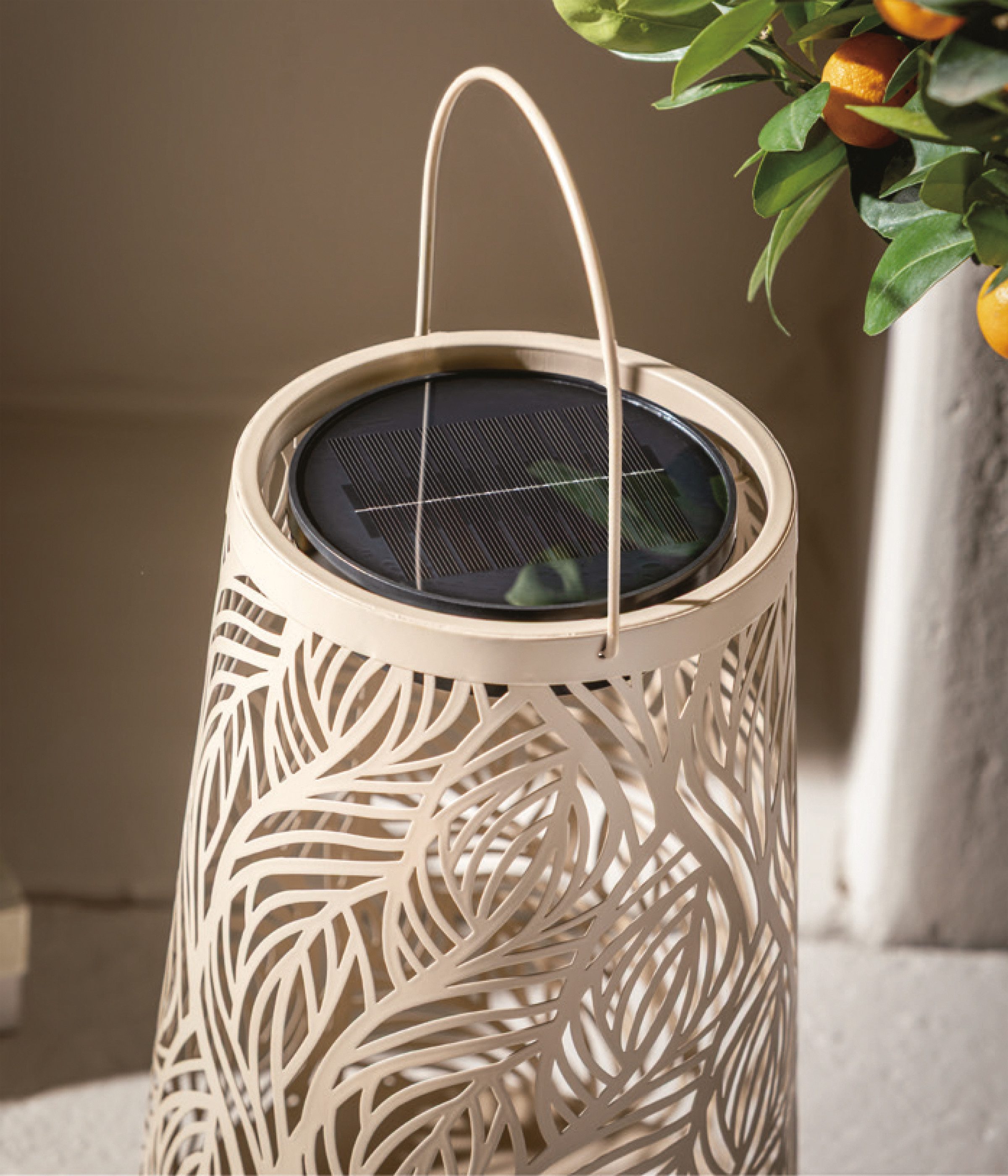 Dehner LED Solarleuchte Olea, Solar-Laterne, Ø20 x H32 cm, Metall & Kunststoff, Warmweiß, Dämmerungssensor, Solar