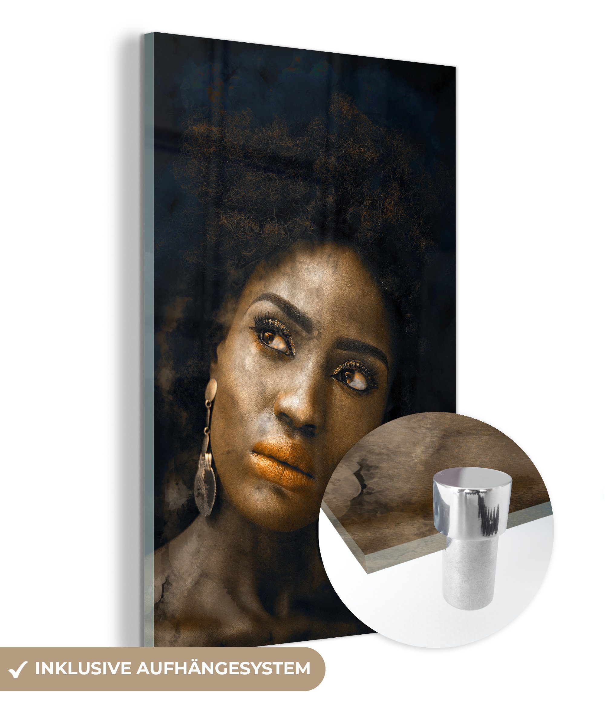 MuchoWow Acrylglasbild Frauen - Wanddekoration - Ohrringe, Glas - - Glas Bilder auf St), Glasbilder auf - Wandbild Farben (1 Foto
