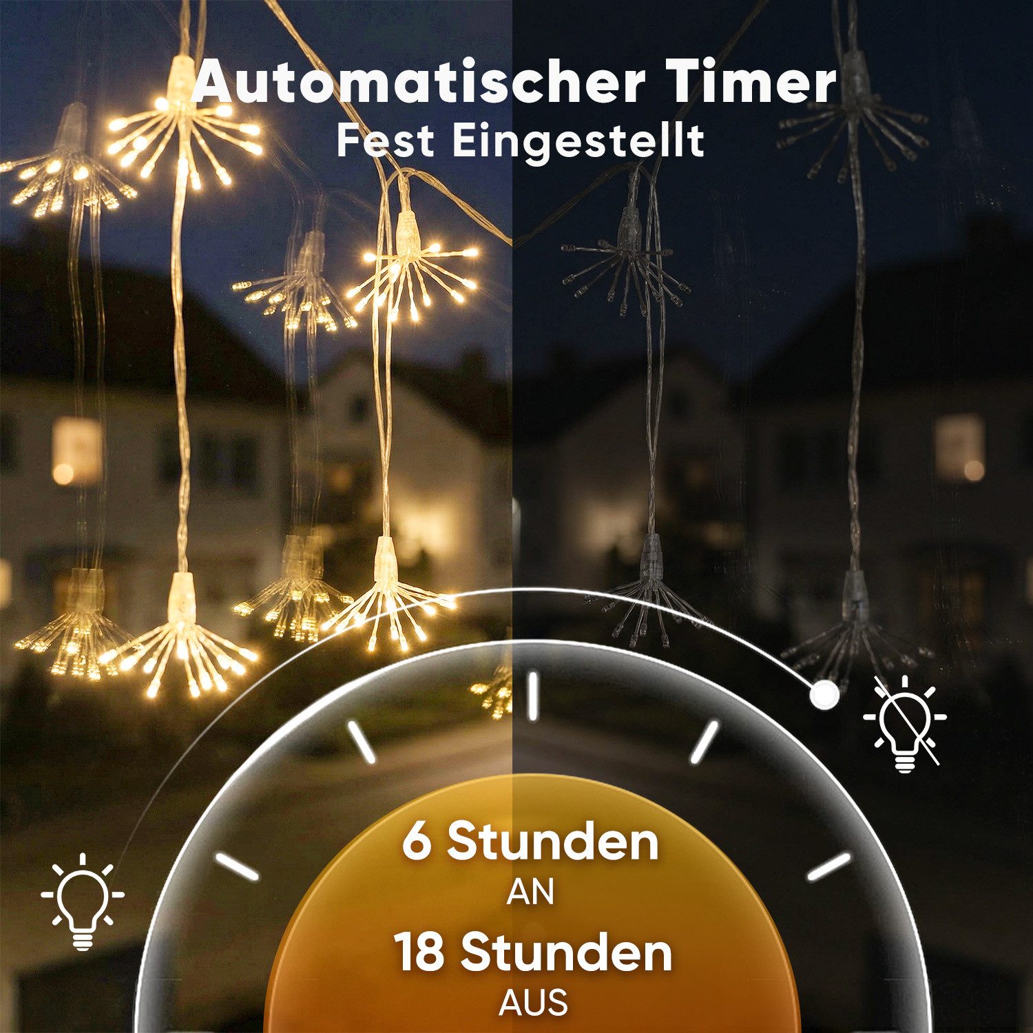 Salcar LED-Lichterkette LED Leuchtstäbe Feurwerk Garten LED Leuchtstern 3 / 6 Stück Warmweiß, 3D Feuerwerk-Design mit 3-teiliges Feuerwerk Liter 45 LED