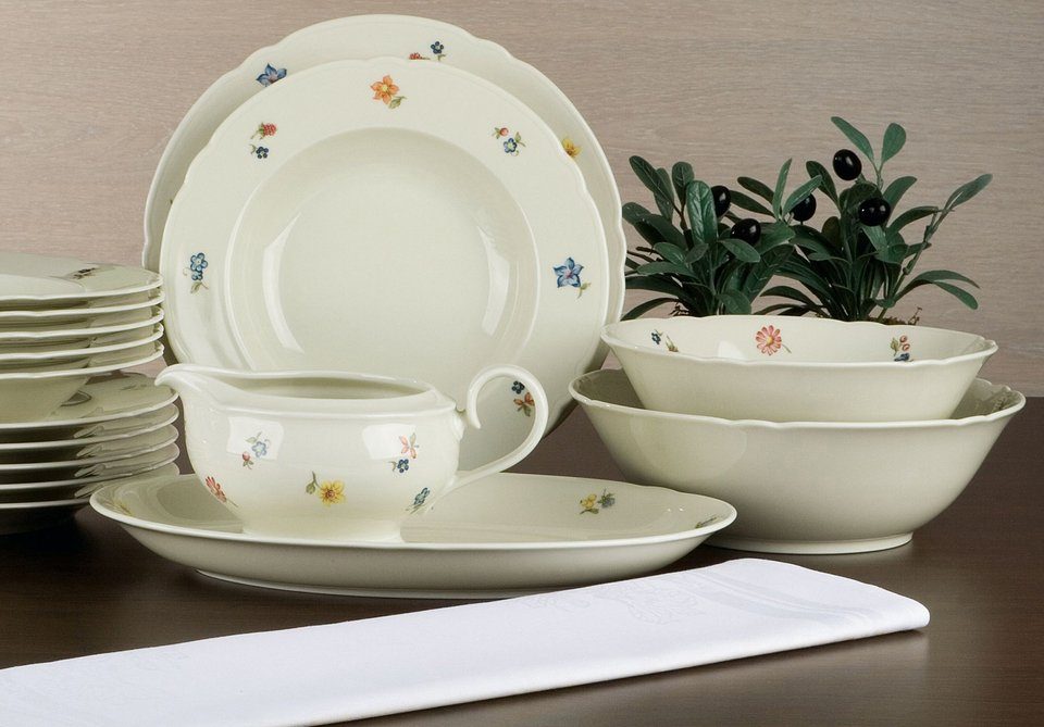 Seltmann Weiden Tafelservice Geschirr-Set, Service Marieluise (16-tlg), 6 Personen, Porzellan, Geschirr, Geschirr-Set, Made in Germany, 16 Teile, für 6 Personen