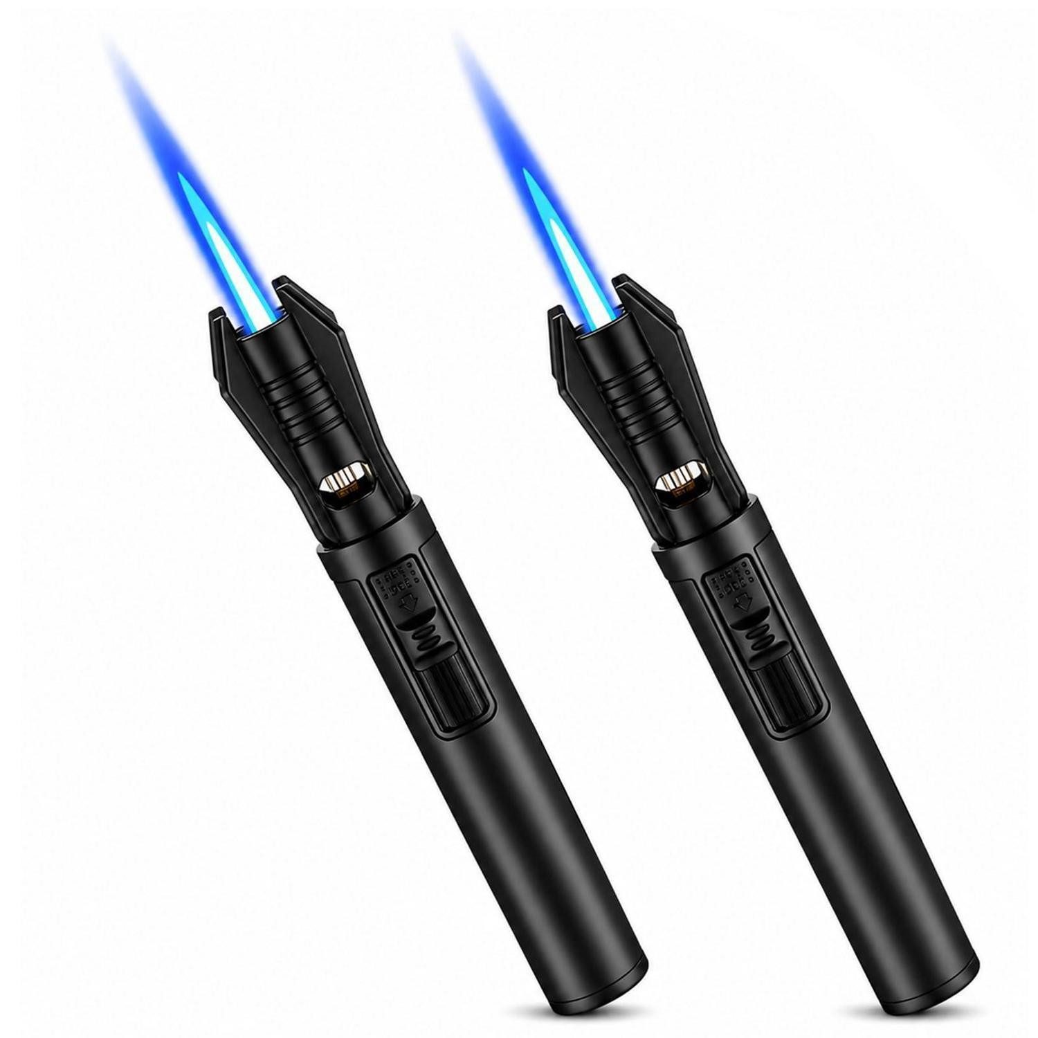 LuxusKollektion Feuerzeuge Mini Sturmfeuerzeug 2er-Pack Schwarz Einstellbar