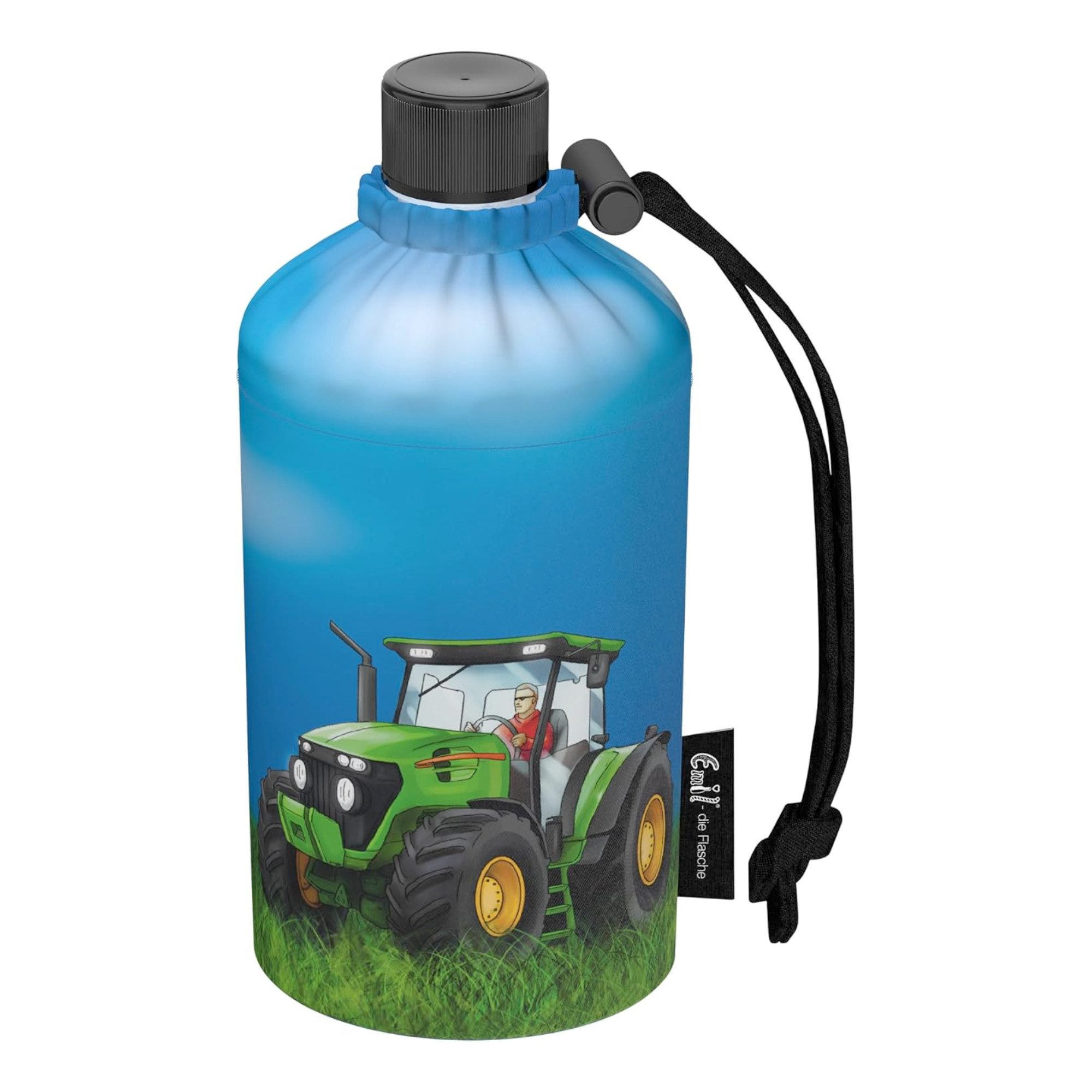 Emil Trinkflasche Traktor Glasflasche für Kinder, mit Schraubdeckel, BPA-Frei, Glasflasche, spülmaschinenfest, 300ml